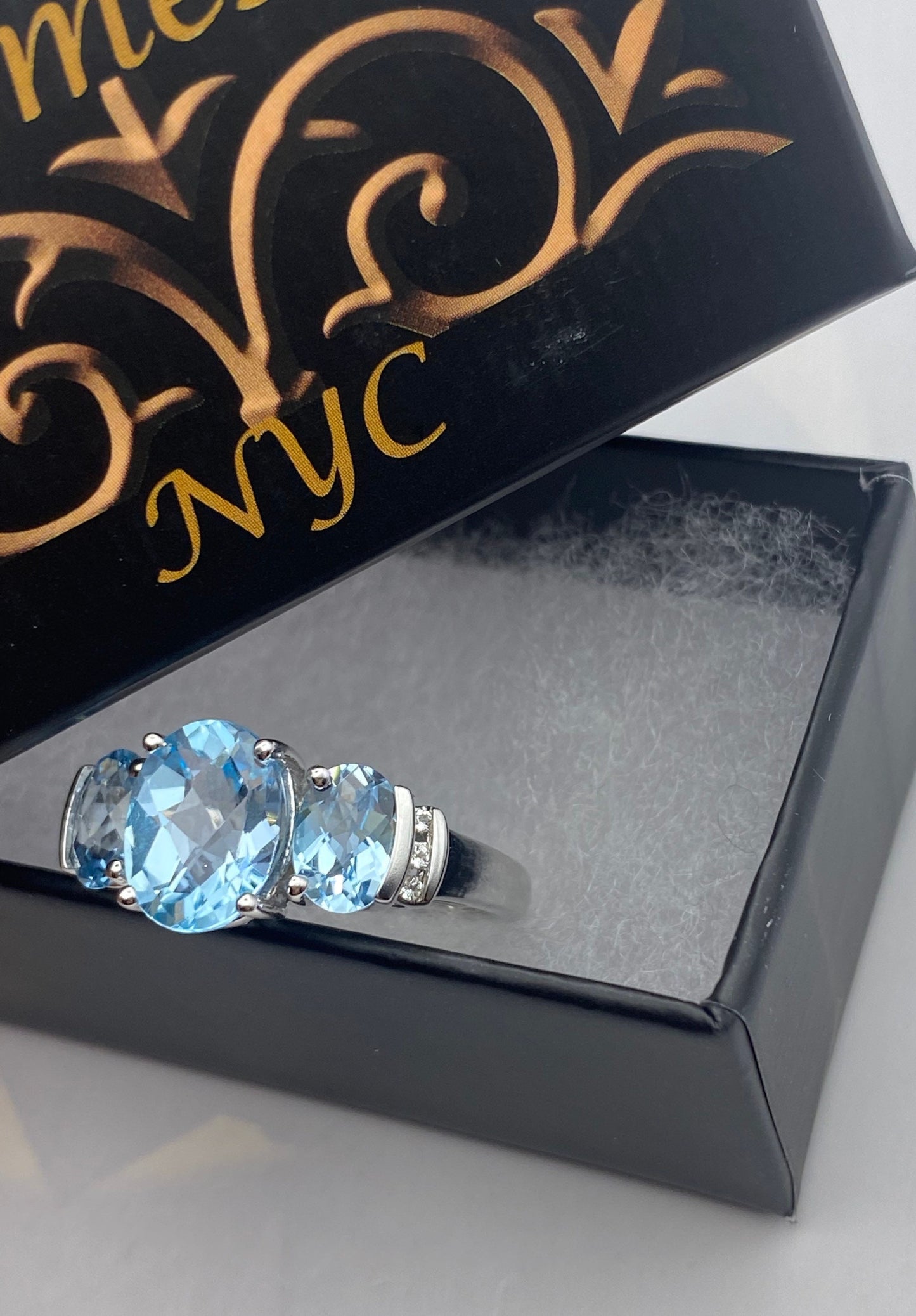 Vintage Blue Topaz 925 Sterling Silver Ring