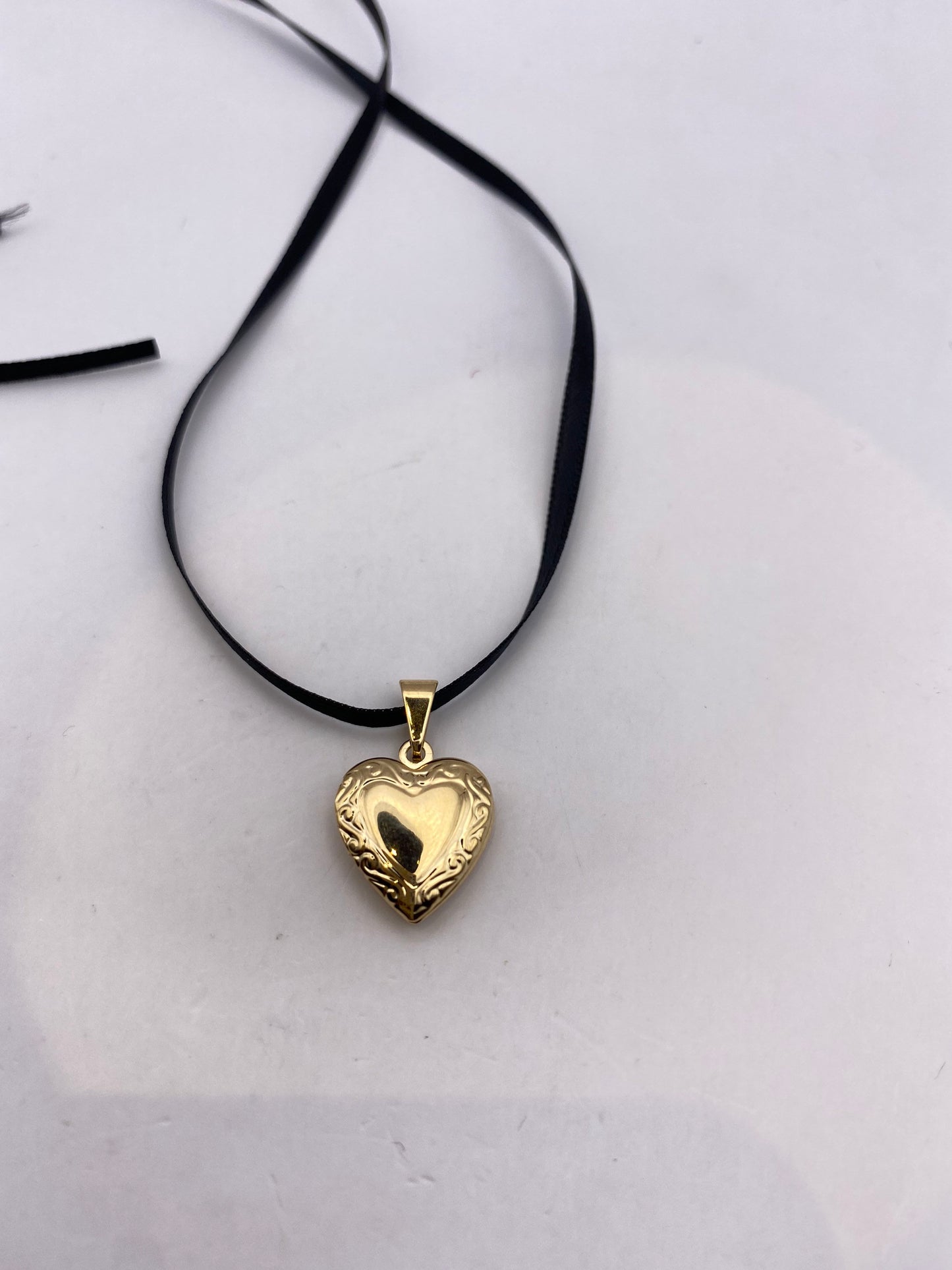 Vintage Heart Locket Choker Gold Filled Necklace