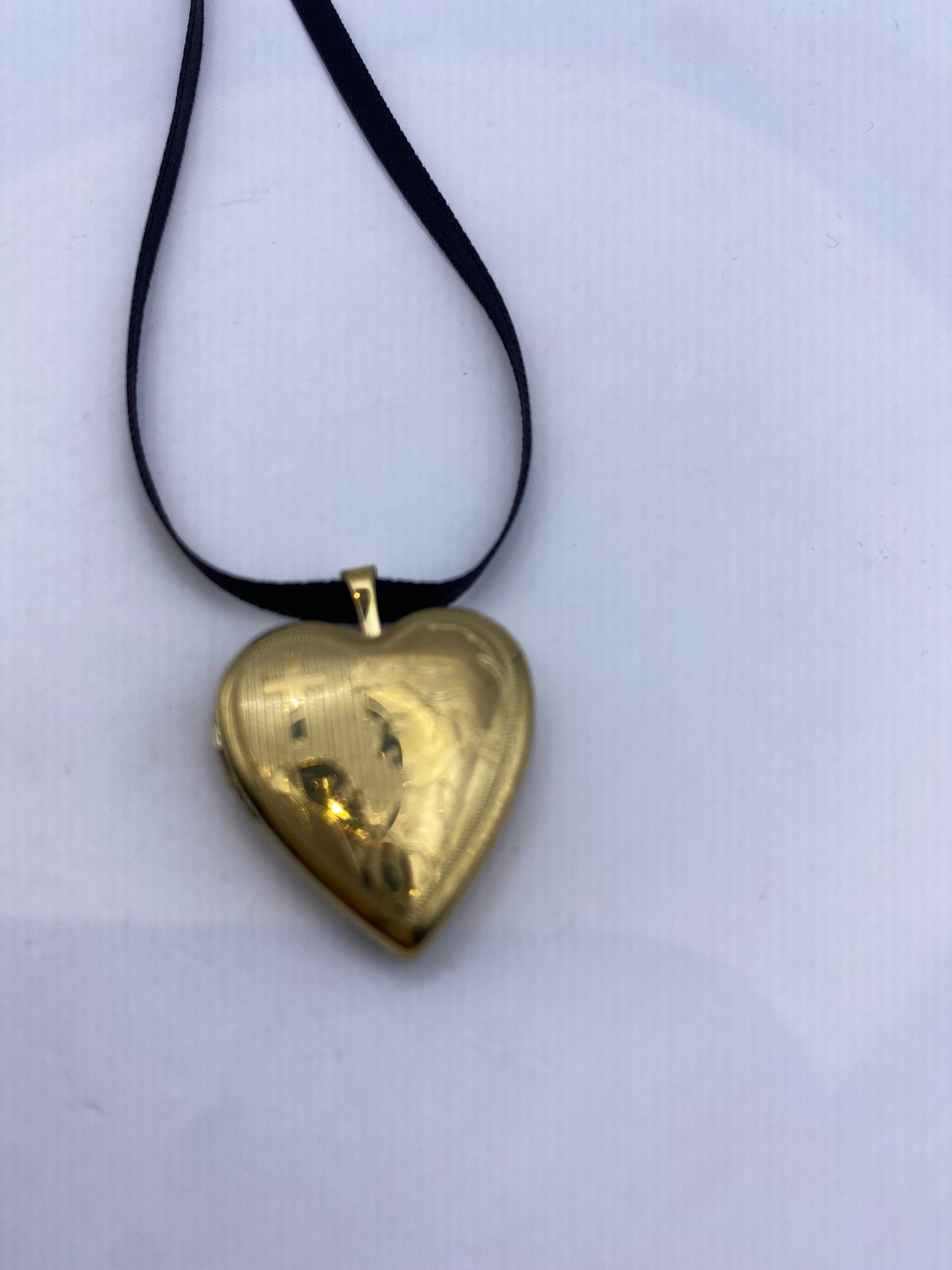 Vintage Gold Filled Heart Locket Choker | Engraved Religious Charm