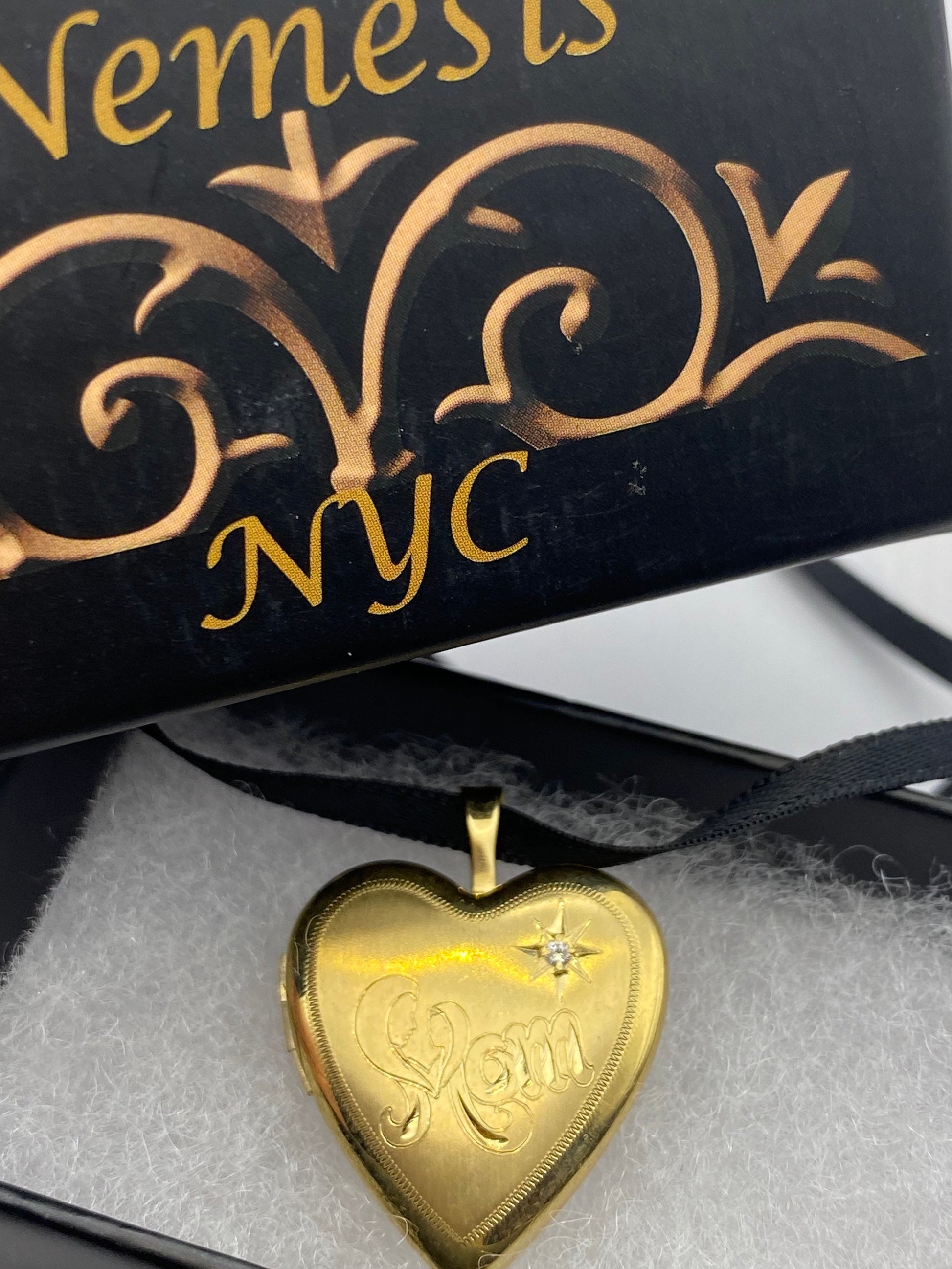 Vintage Heart Locket Choker | 9k Gold Filled, Diamond Star