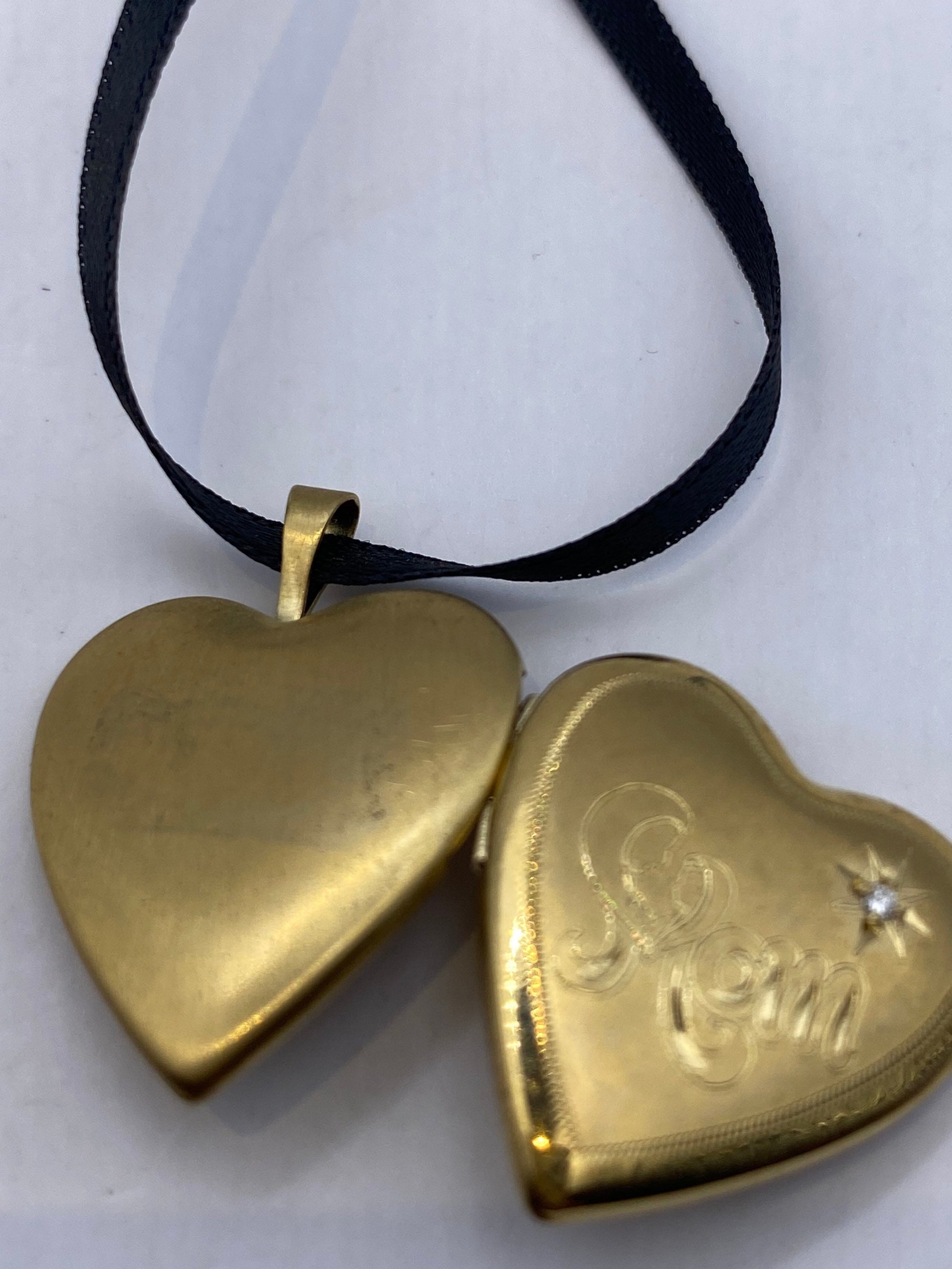 Vintage Heart Locket Choker | 9k Gold Filled, Diamond Star