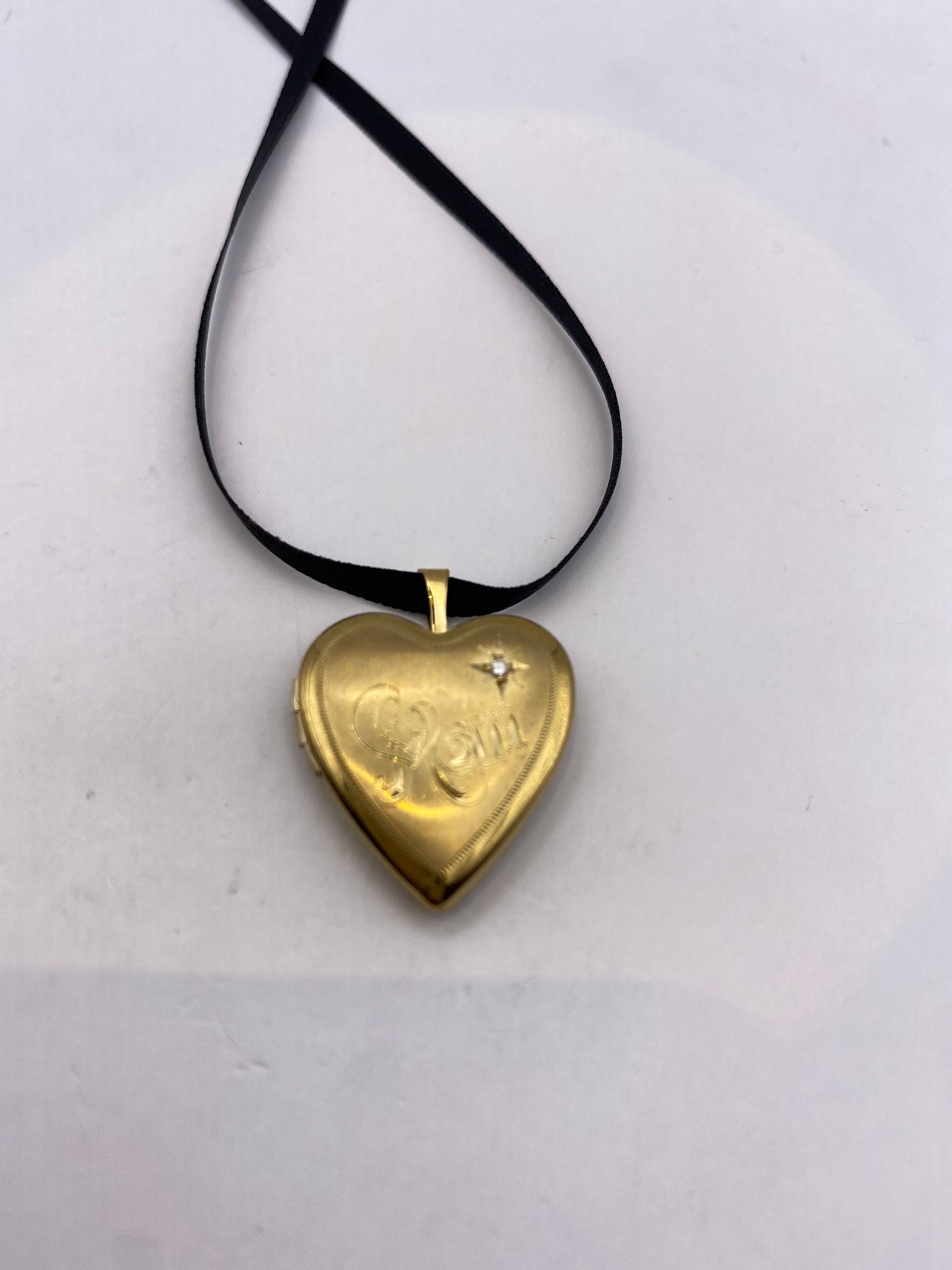 Vintage Heart Locket Choker | 9k Gold Filled, Diamond Star