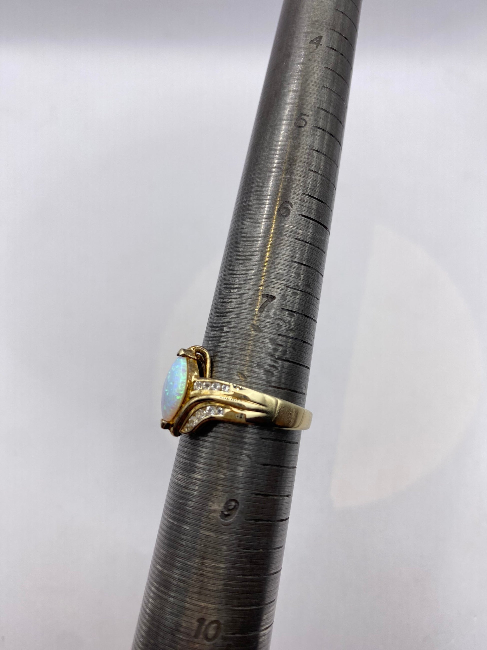 Vintage Ethiopian Fire Opal Band Golden 925 Sterling Silver Ring