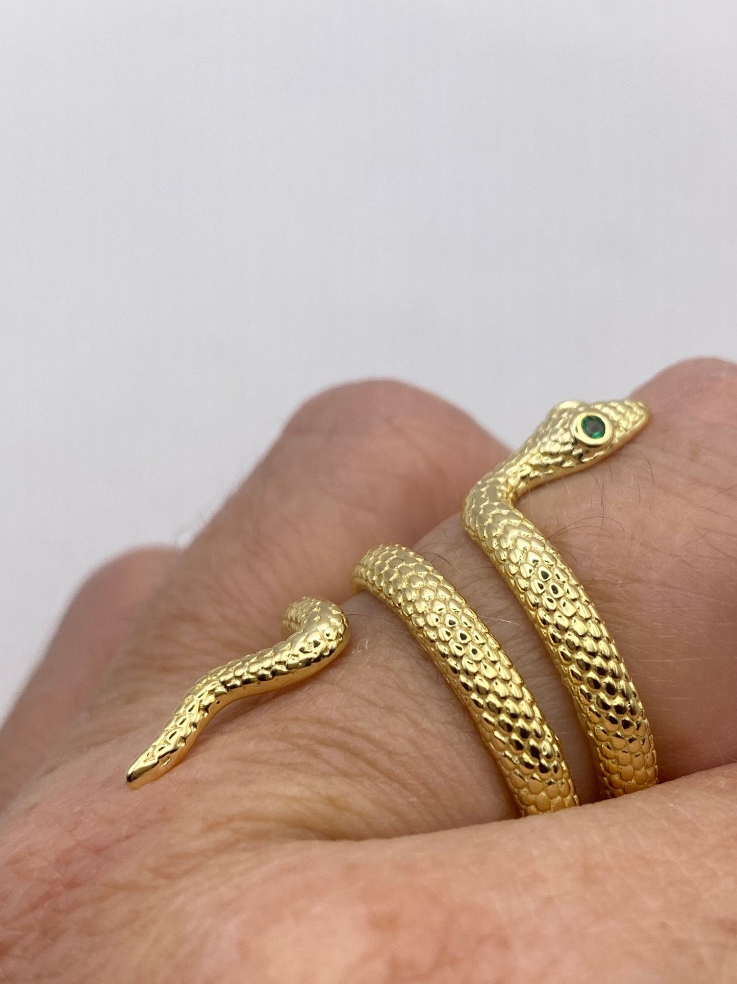 Vintage Snake Ring Golden 925 Sterling Silver Adjustable