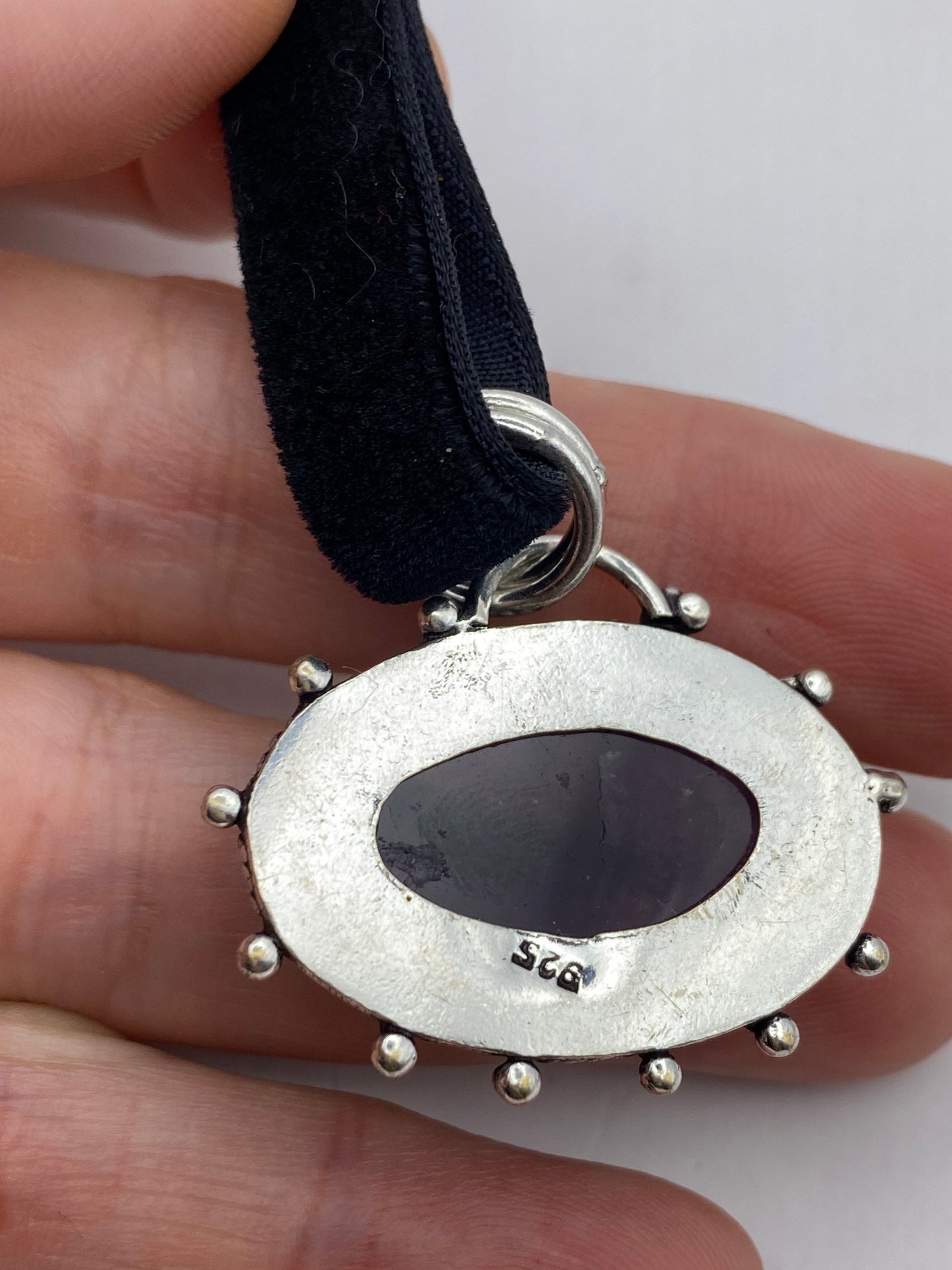 Vintage Purple Amethyst Choker Bohemian Cabochon Droplet Necklace