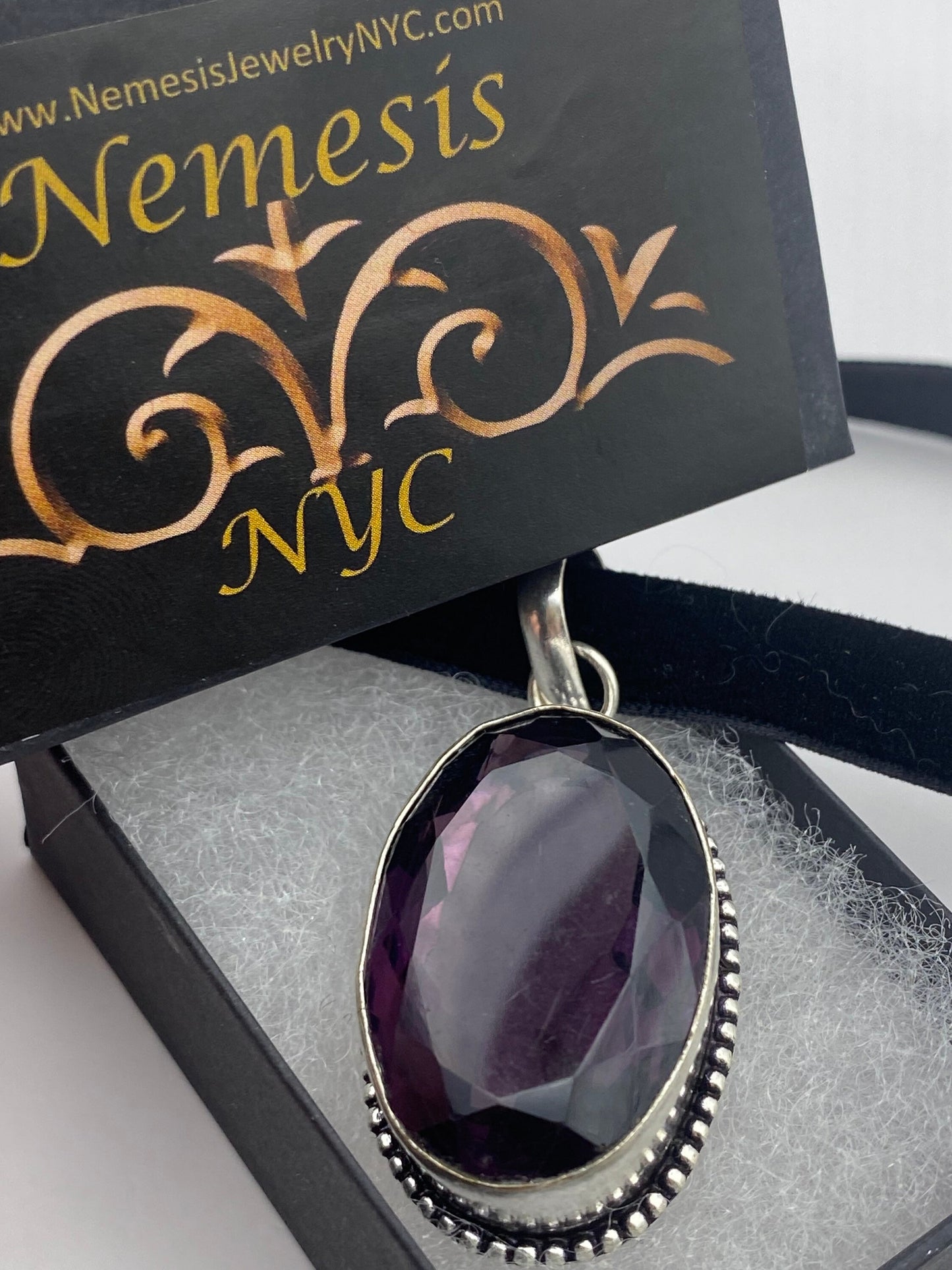 Vintage Purple Amethyst Crystal Choker Droplet Necklace
