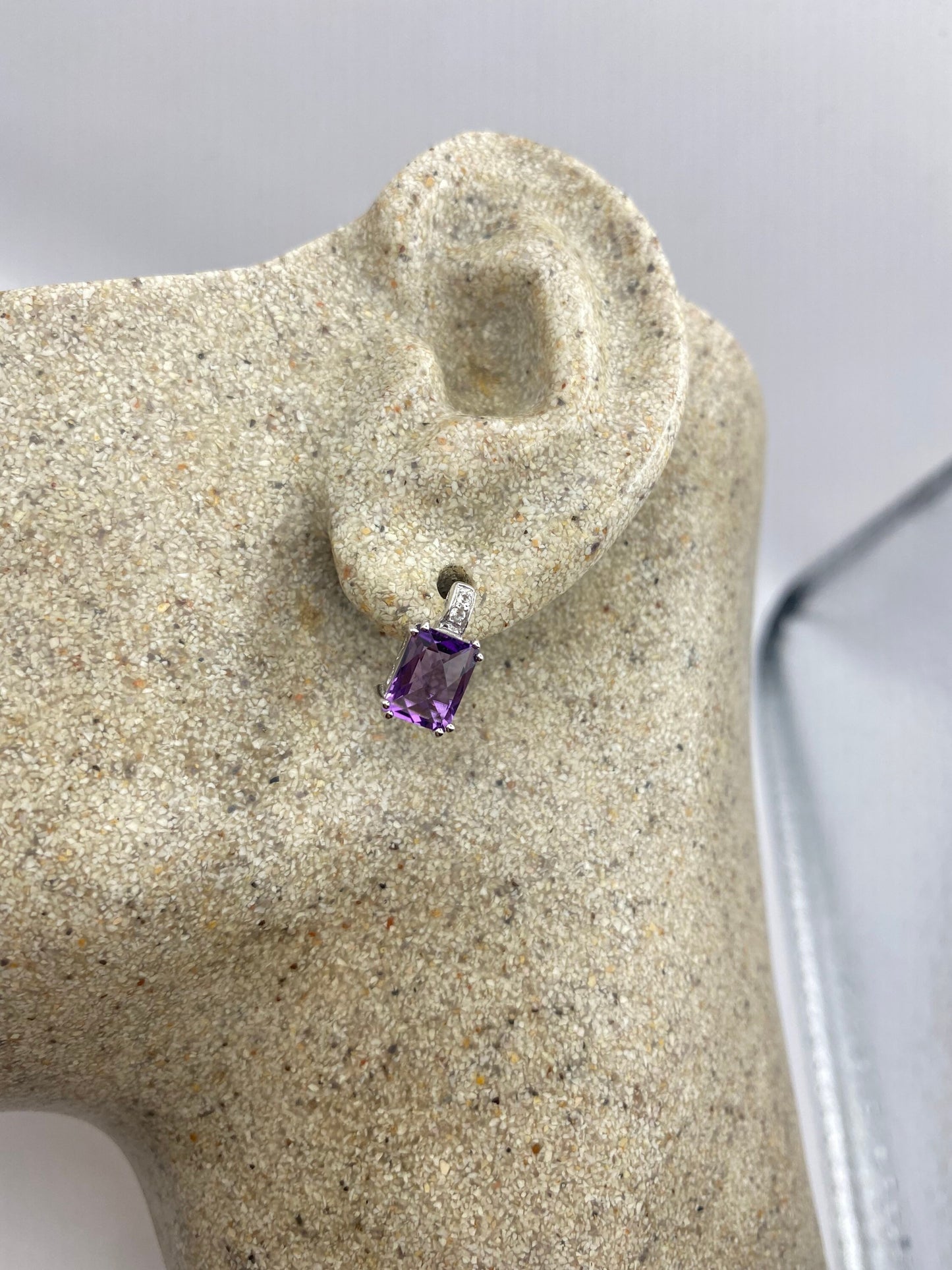 Vintage Purple Amethyst Earrings 925 Sterling Silver Studs