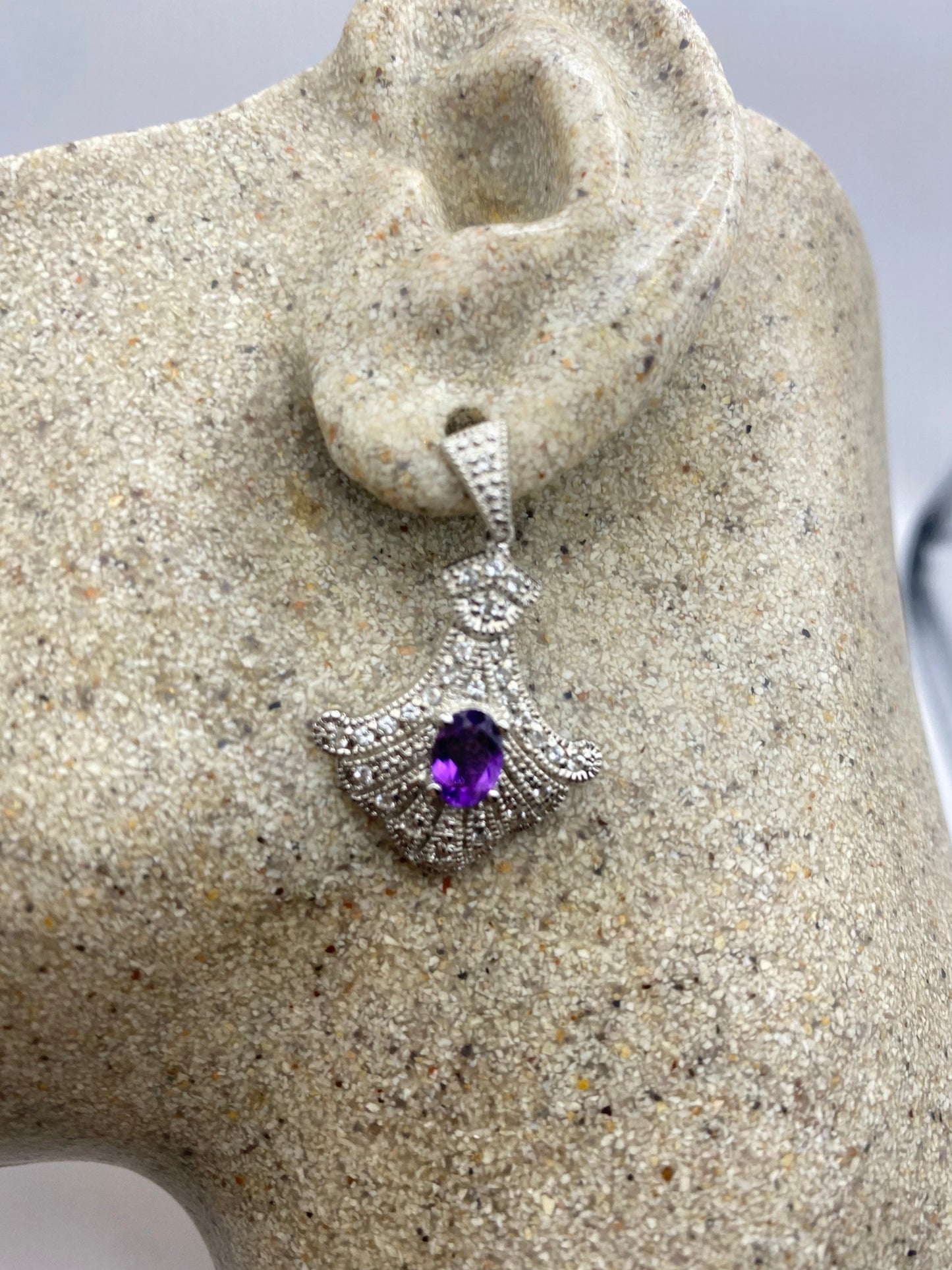 Vintage Purple Amethyst Earrings 925 Sterling Silver Studs
