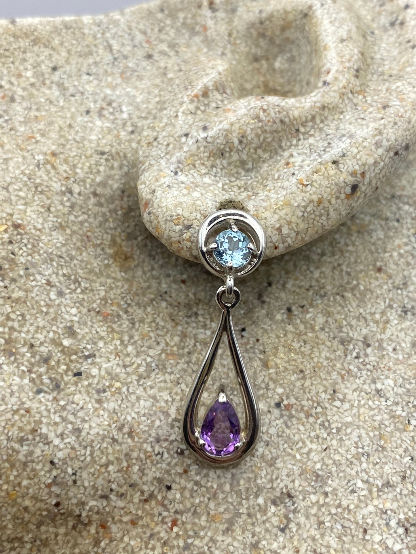 Vintage Purple Amethyst Peridot Earrings 925 Sterling Silver