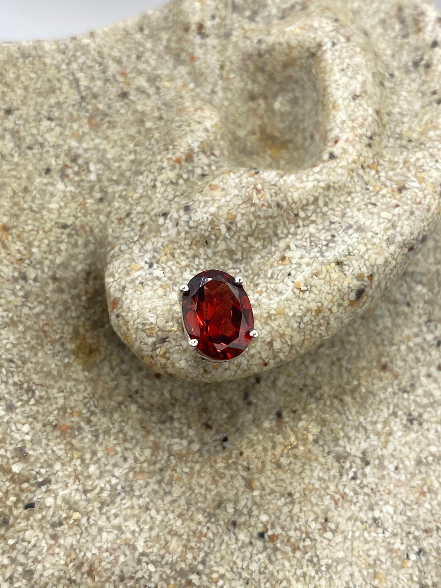 Vintage Bohemian Red Garnet Earrings 925 Sterling Silver Deco studs