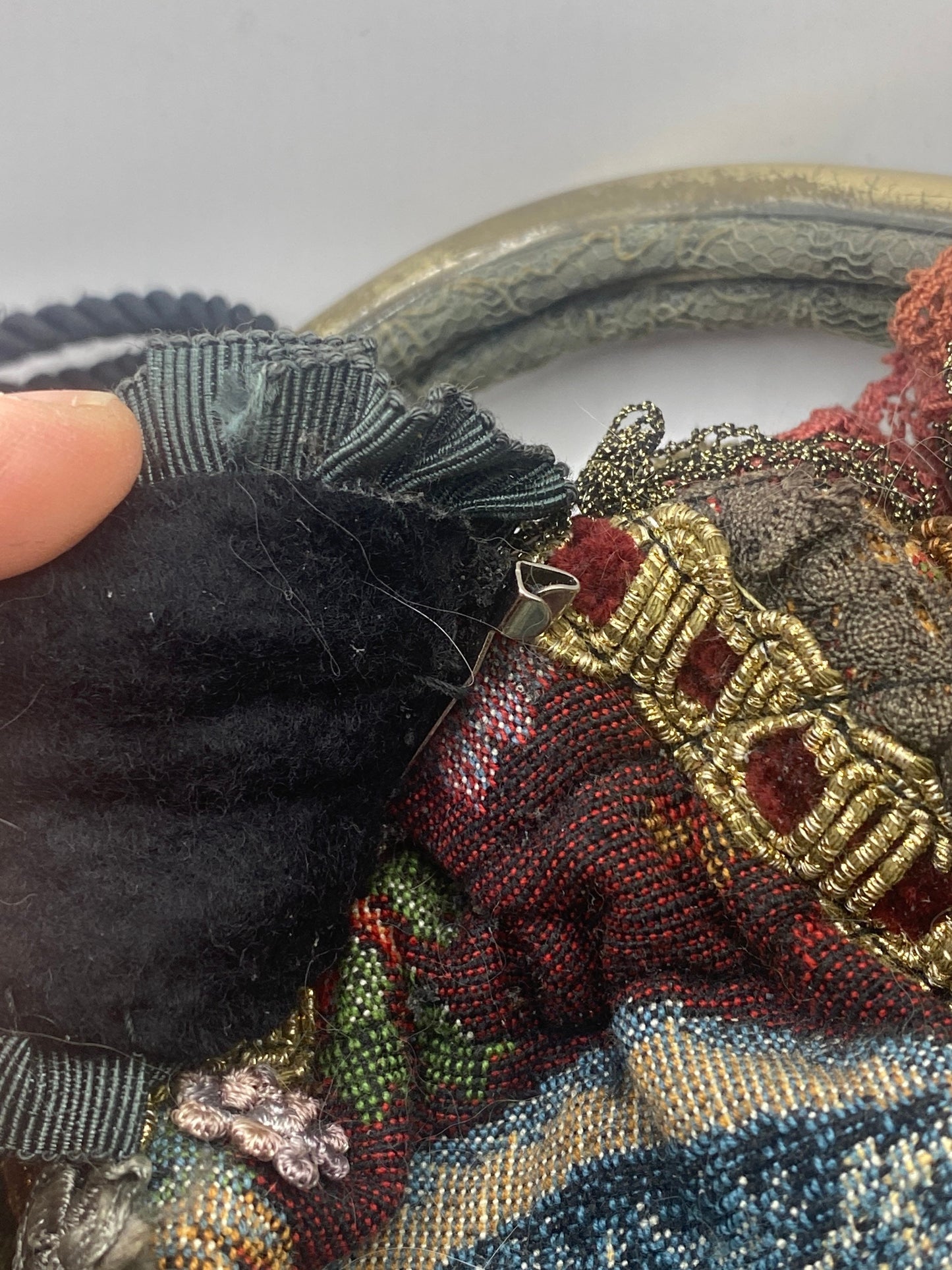 Vintage Chimaki Brocade Lace patchwork Hand Bag purse