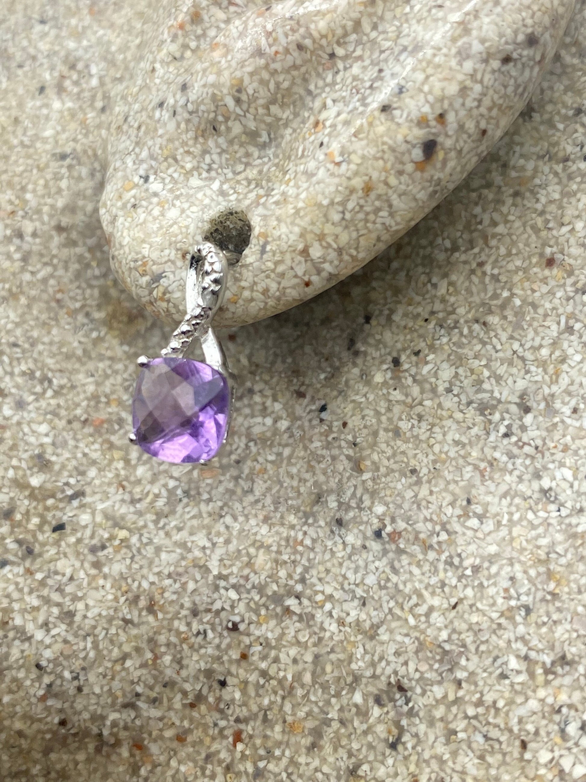 Vintage Purple Amethyst Earrings 925 Sterling Silver Studs