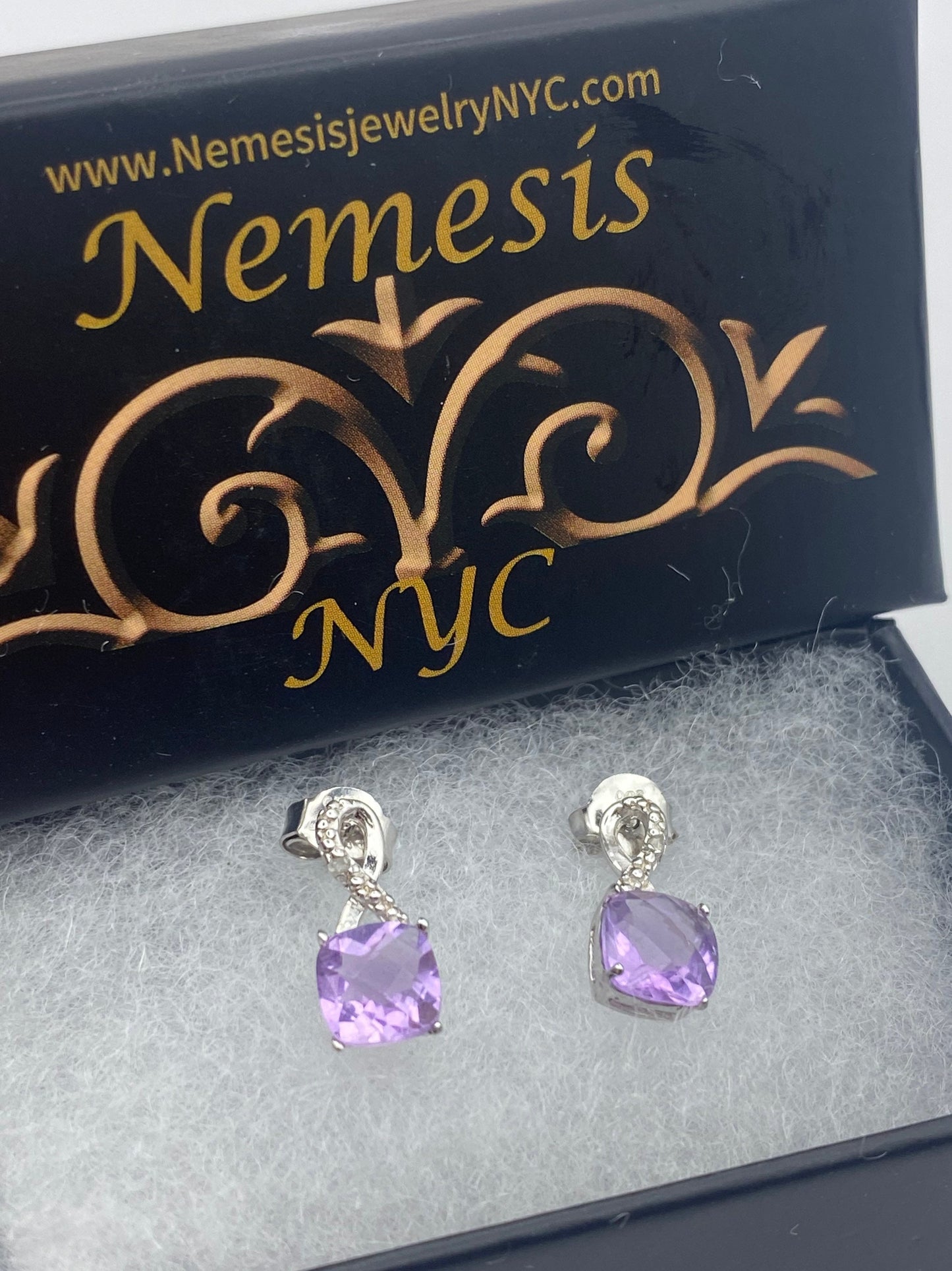 Vintage Purple Amethyst Earrings 925 Sterling Silver Studs
