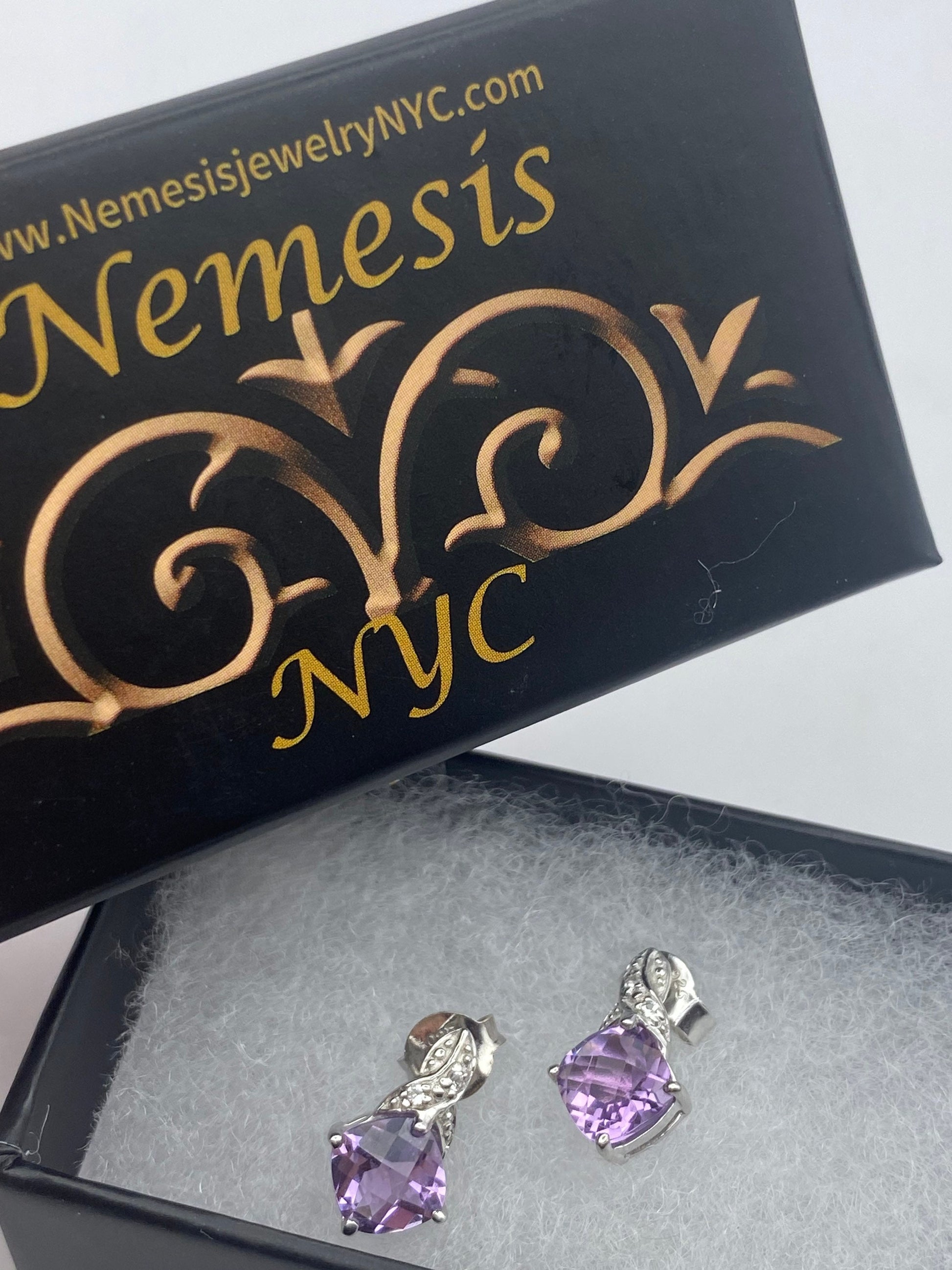 Vintage Purple Amethyst Earrings 925 Sterling Silver Studs