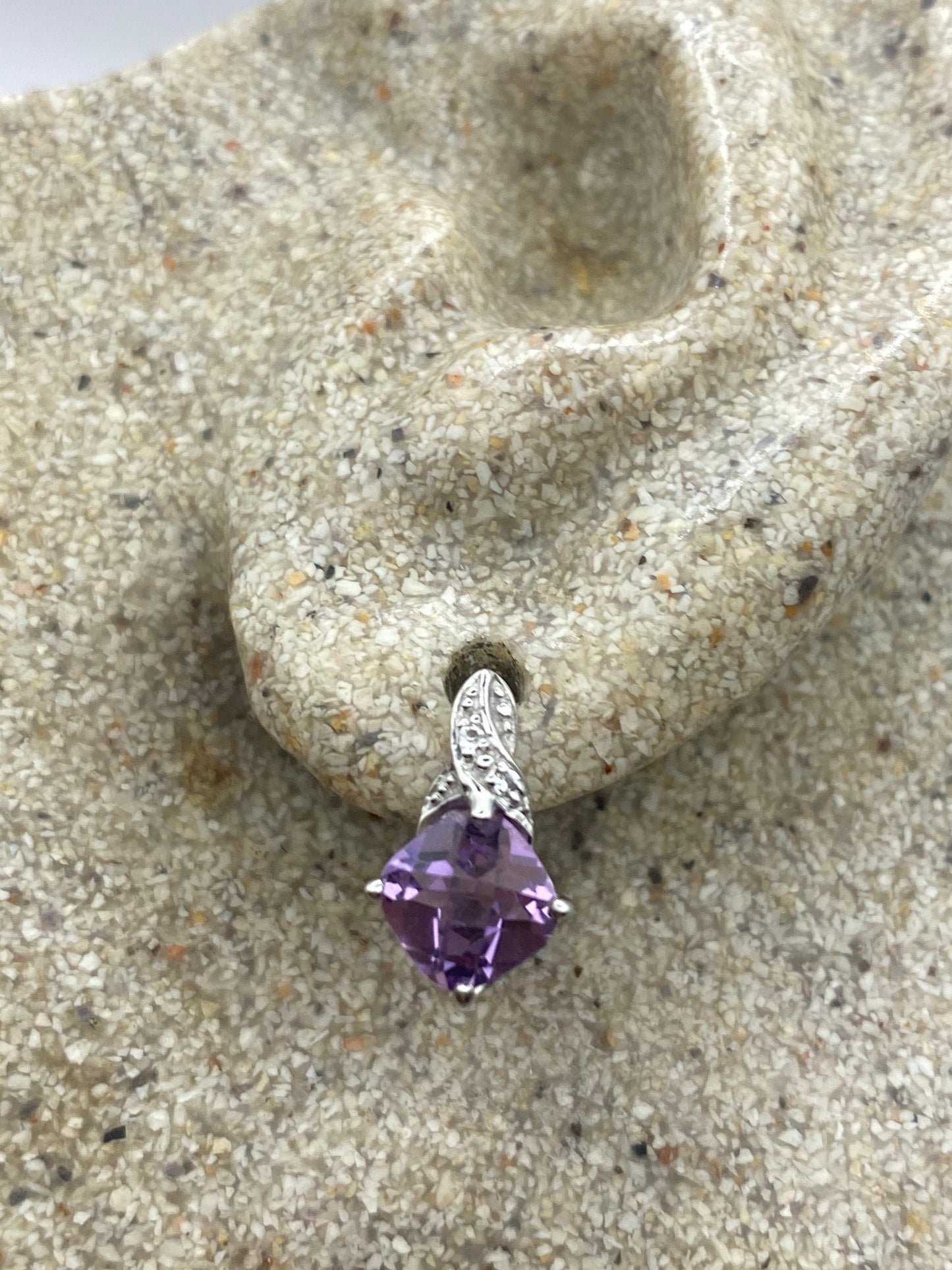Vintage Purple Amethyst Earrings 925 Sterling Silver Studs