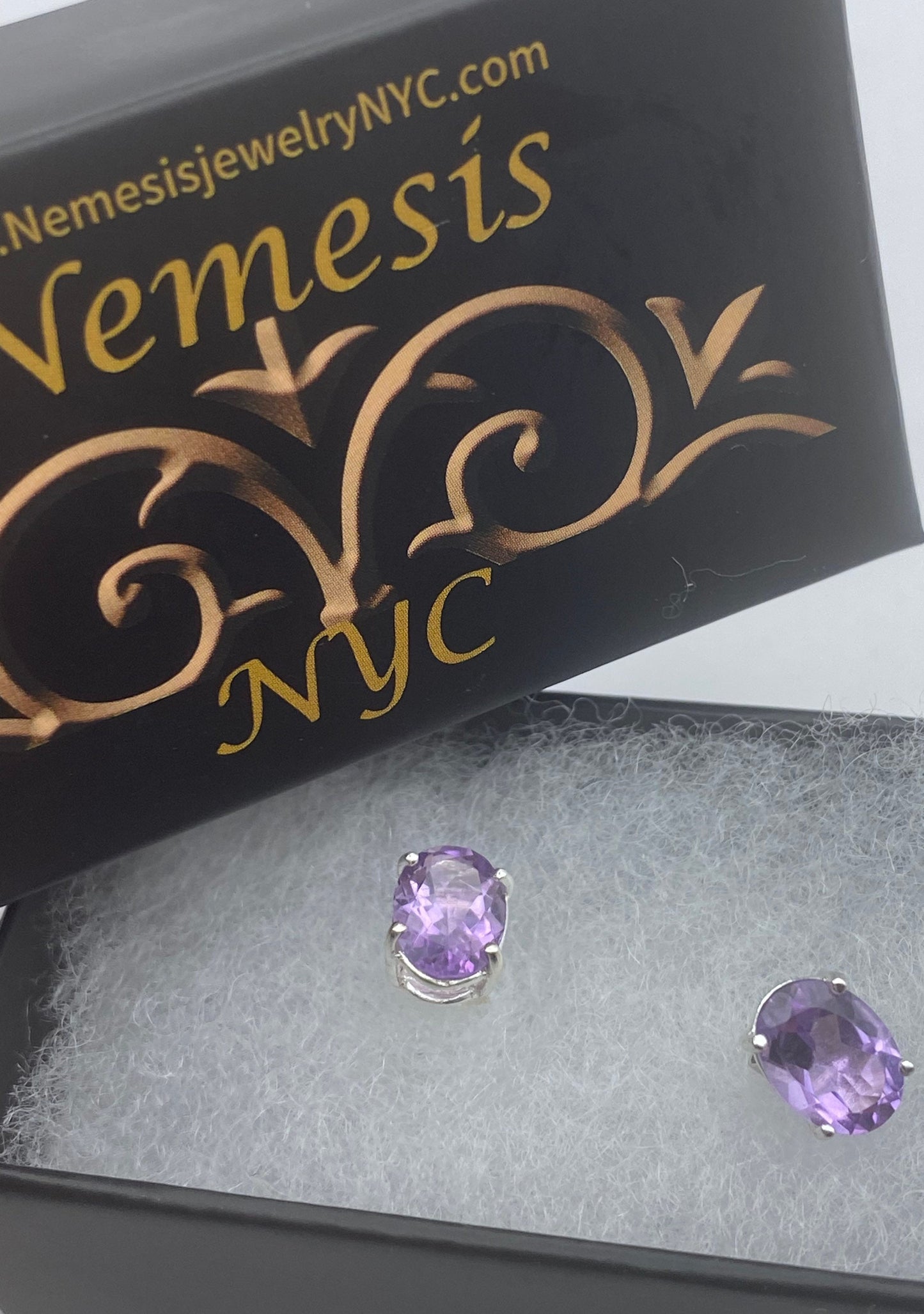 Vintage Purple Amethyst Earrings 925 Sterling Silver Studs