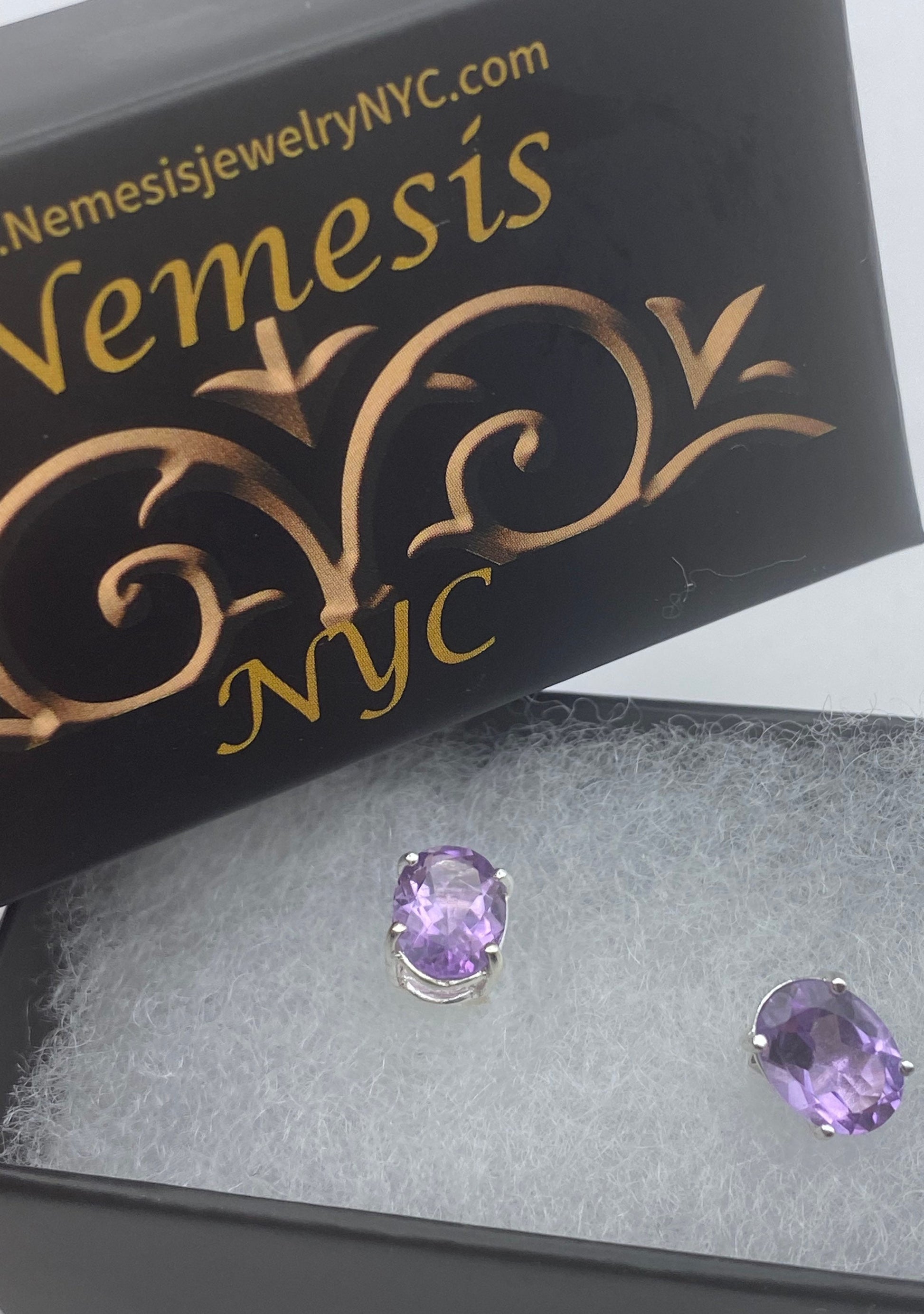 Vintage Purple Amethyst Earrings 925 Sterling Silver Studs