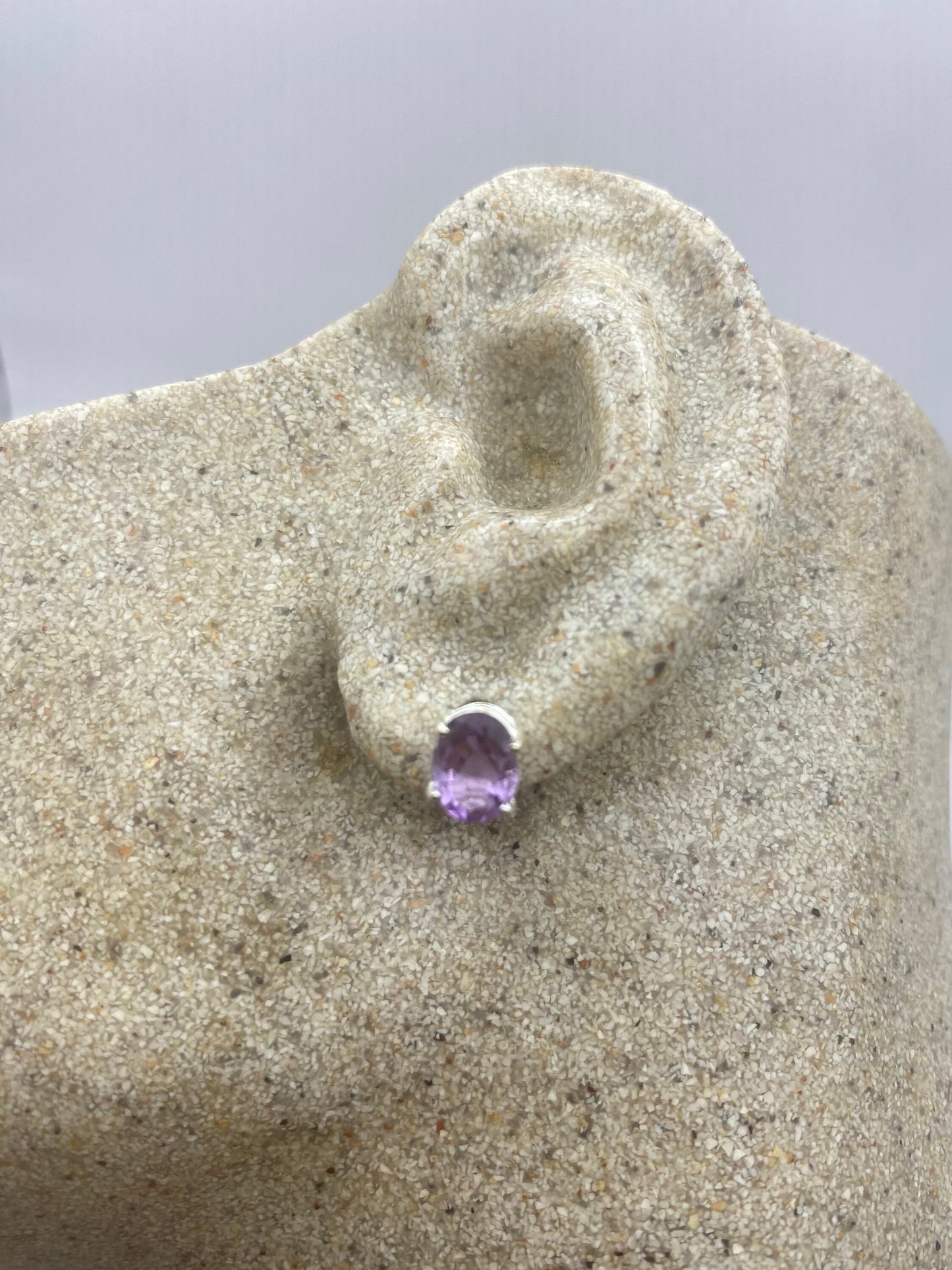Vintage Purple Amethyst Earrings 925 Sterling Silver Studs