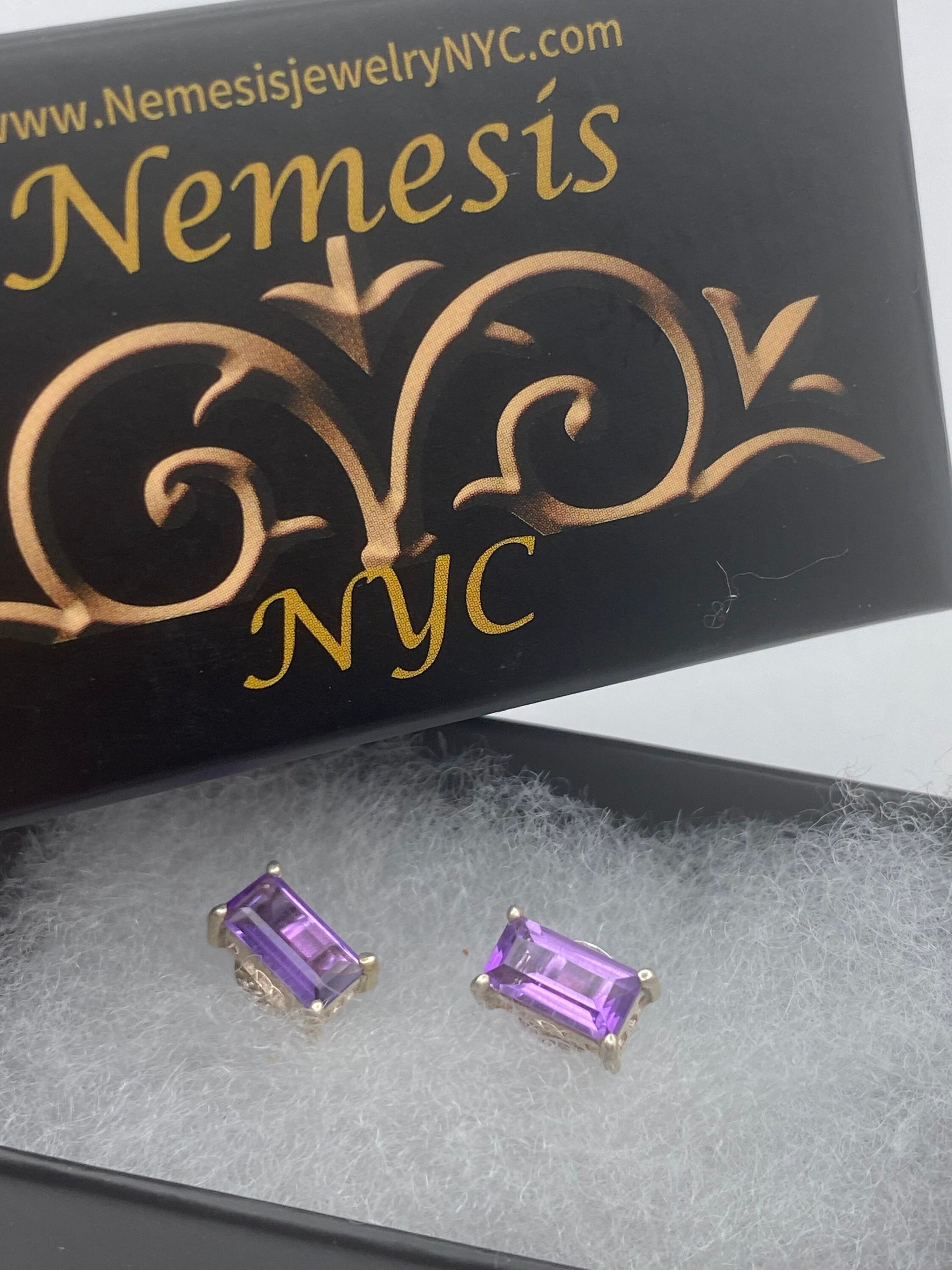 Vintage Purple Amethyst Earrings 925 Sterling Silver Studs