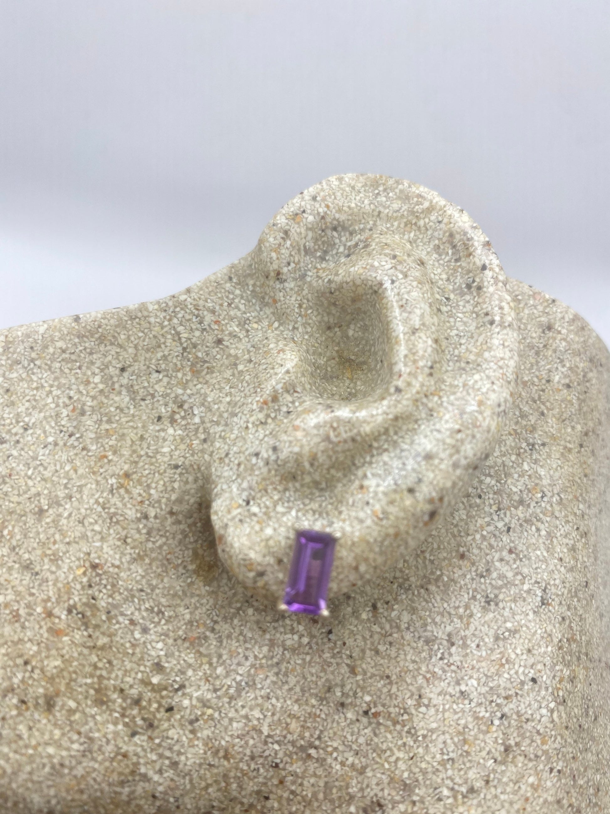Vintage Purple Amethyst Earrings 925 Sterling Silver Studs