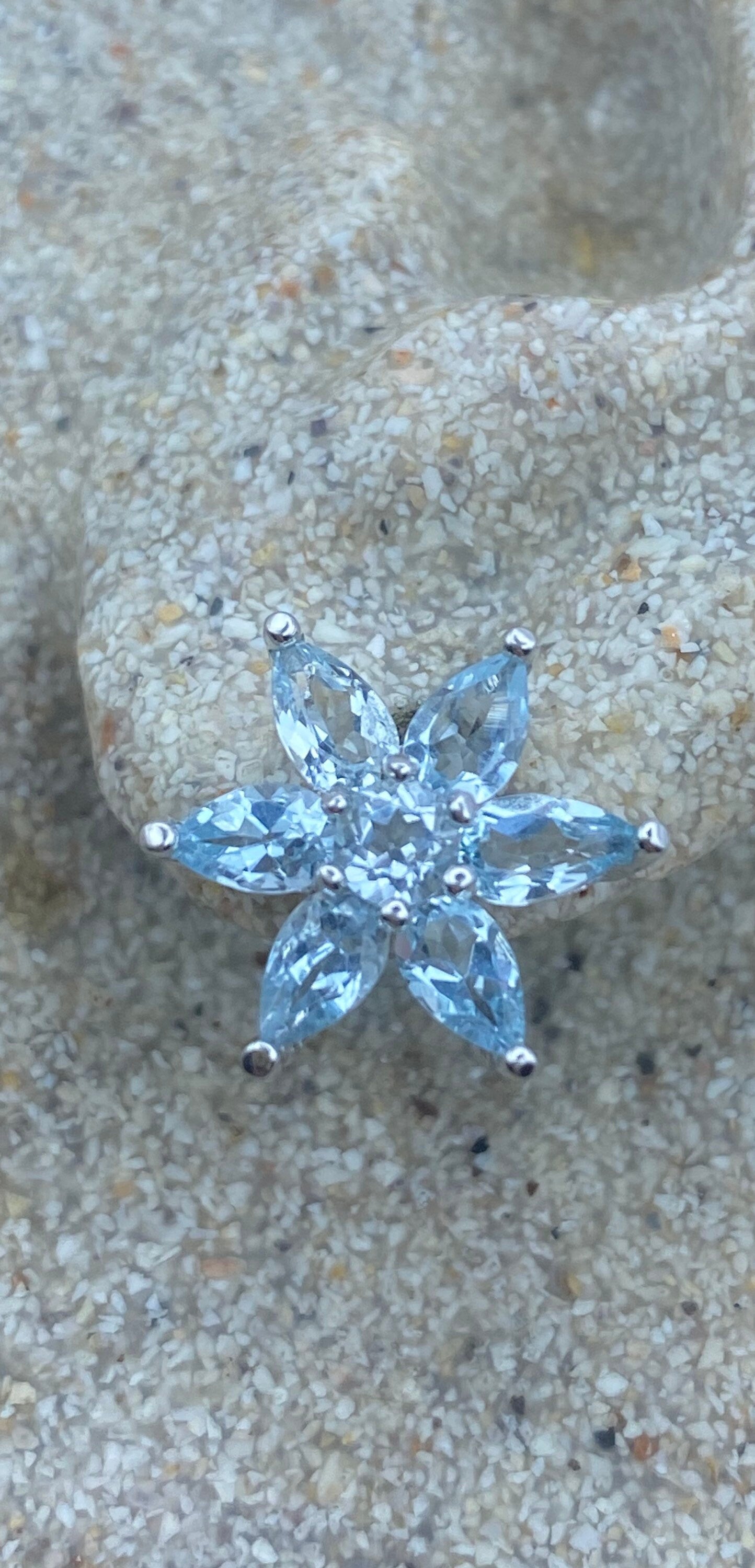 Vintage Blue Topaz Gemstone 925 Sterling Silver Stud Earrings