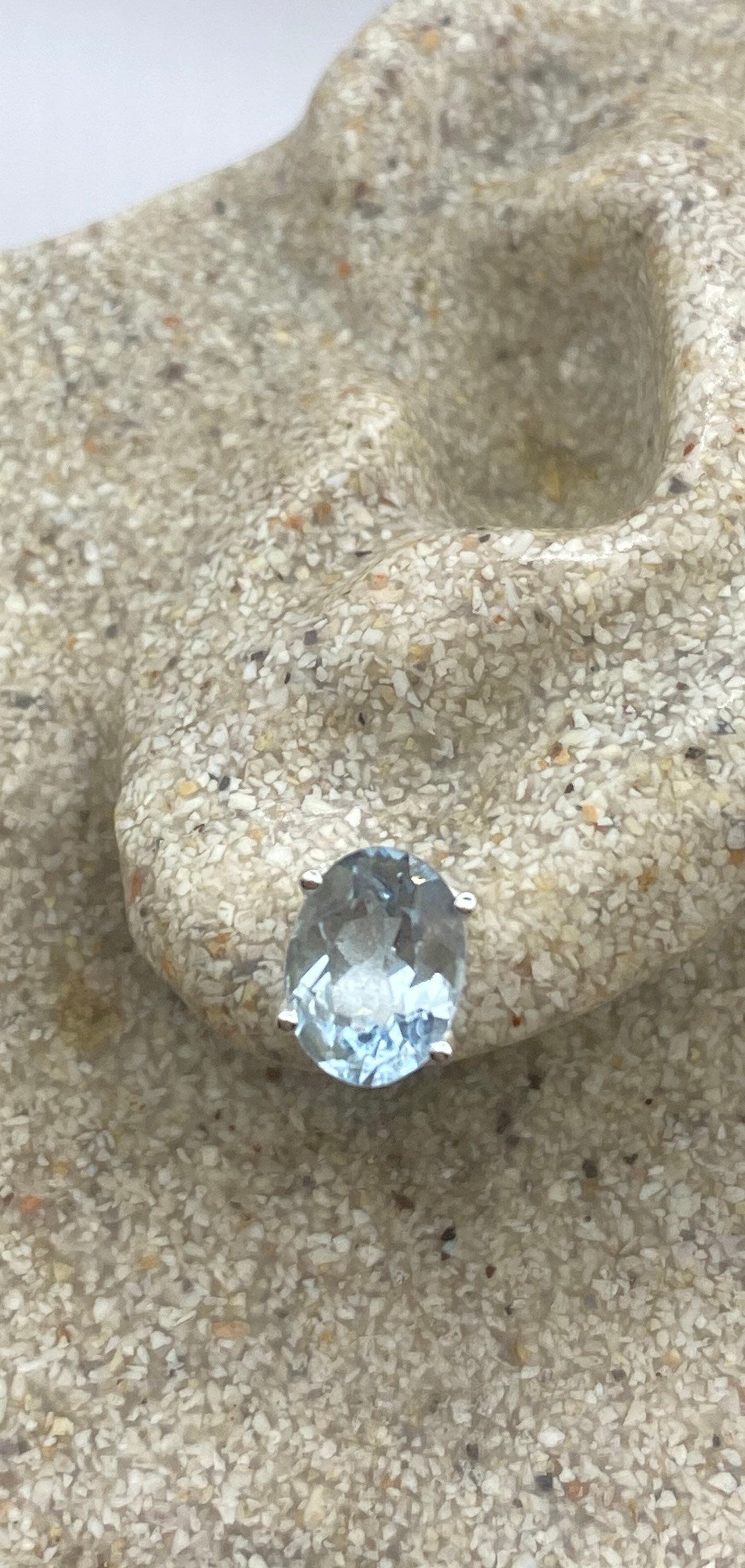 Vintage Blue Topaz Gemstone 925 Sterling Silver Stud Earrings