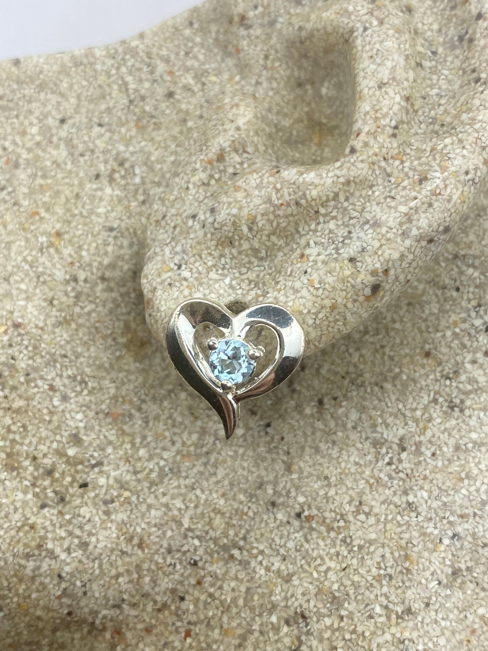Vintage Blue Topaz Gemstone 925 Sterling Silver Stud Earrings