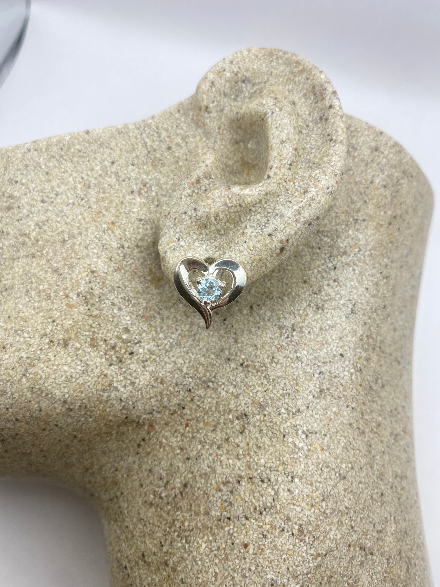 Vintage Blue Topaz Gemstone 925 Sterling Silver Stud Earrings