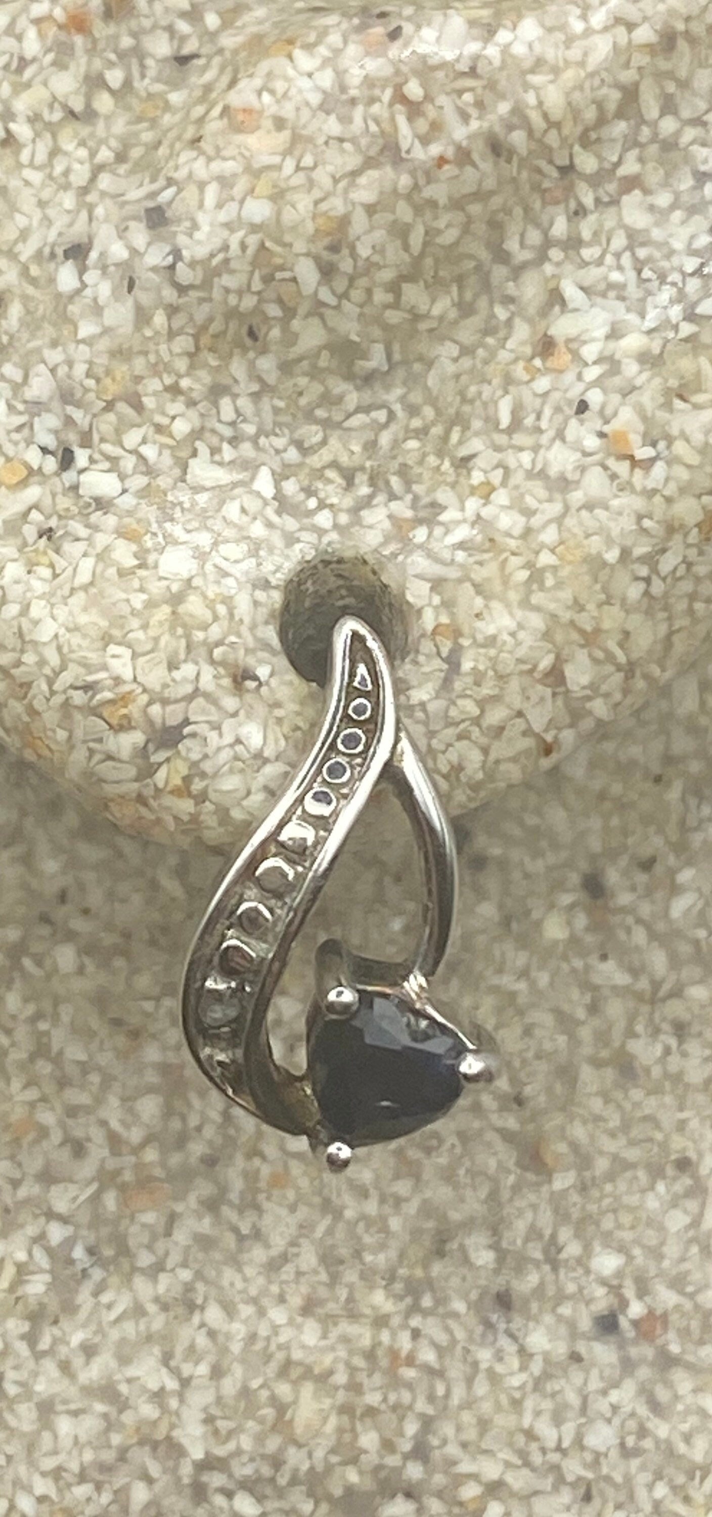 Vintage Blue Sapphire Stud Earrings 925 Sterling Silver buttons