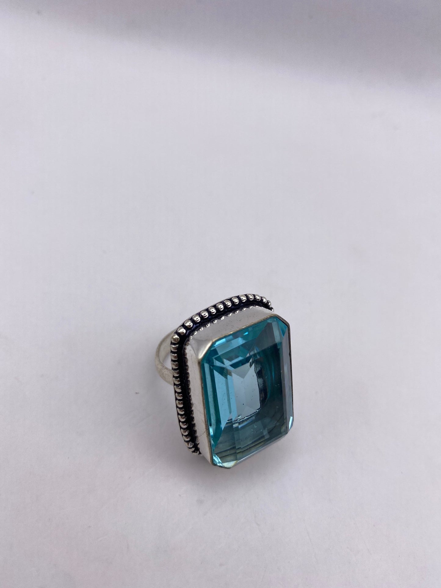 Vintage Aquamarine Vintage Art Glass Deco Ring