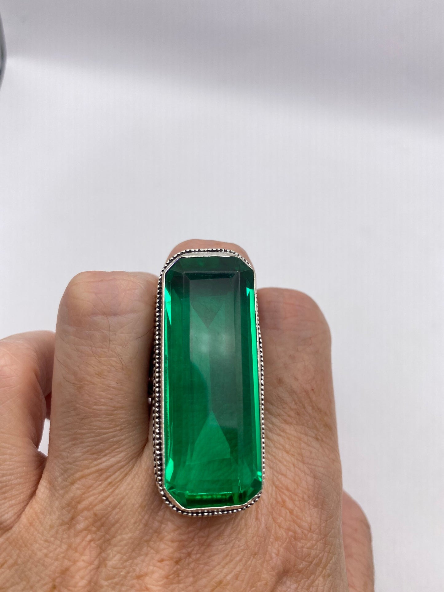 Vintage Green Antique Glass Cocktail Ring