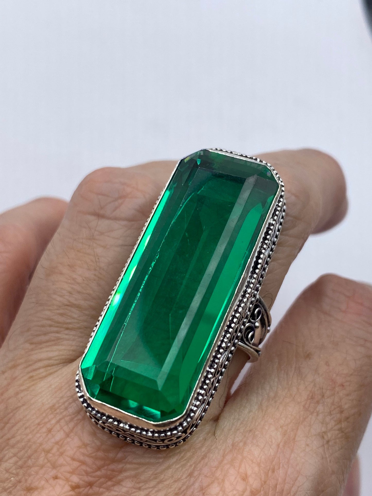 Vintage Green Antique Glass Cocktail Ring