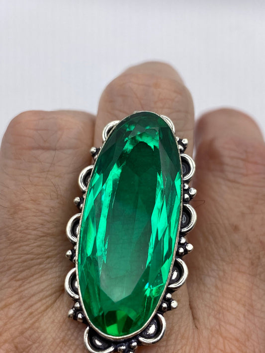 Vintage Green Antique Glass Cocktail Ring