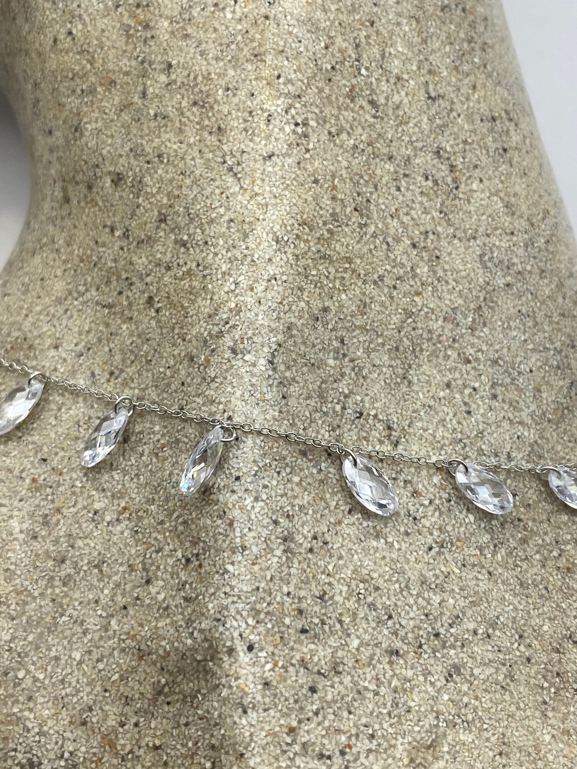 Vintage Crystal Choker Necklace 925 Sterling Silver