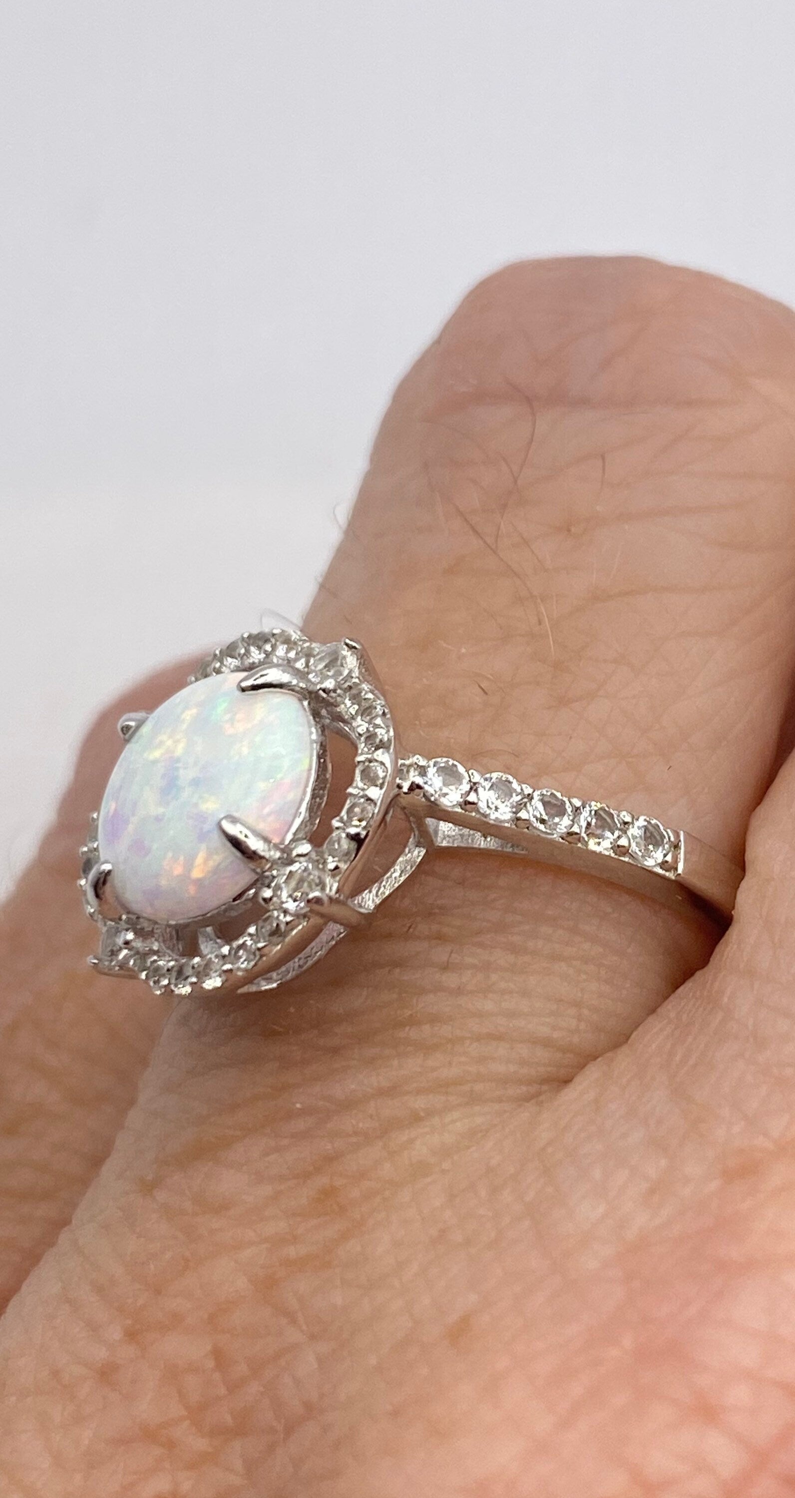 Vintage Ethiopian Fire Opal Band 925 Sterling Silver Crown Ring