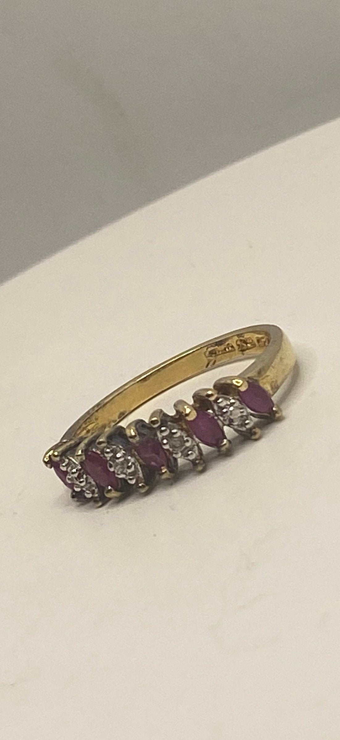 Vintage Red Ruby with Diamond Ring in 925 Sterling Silver