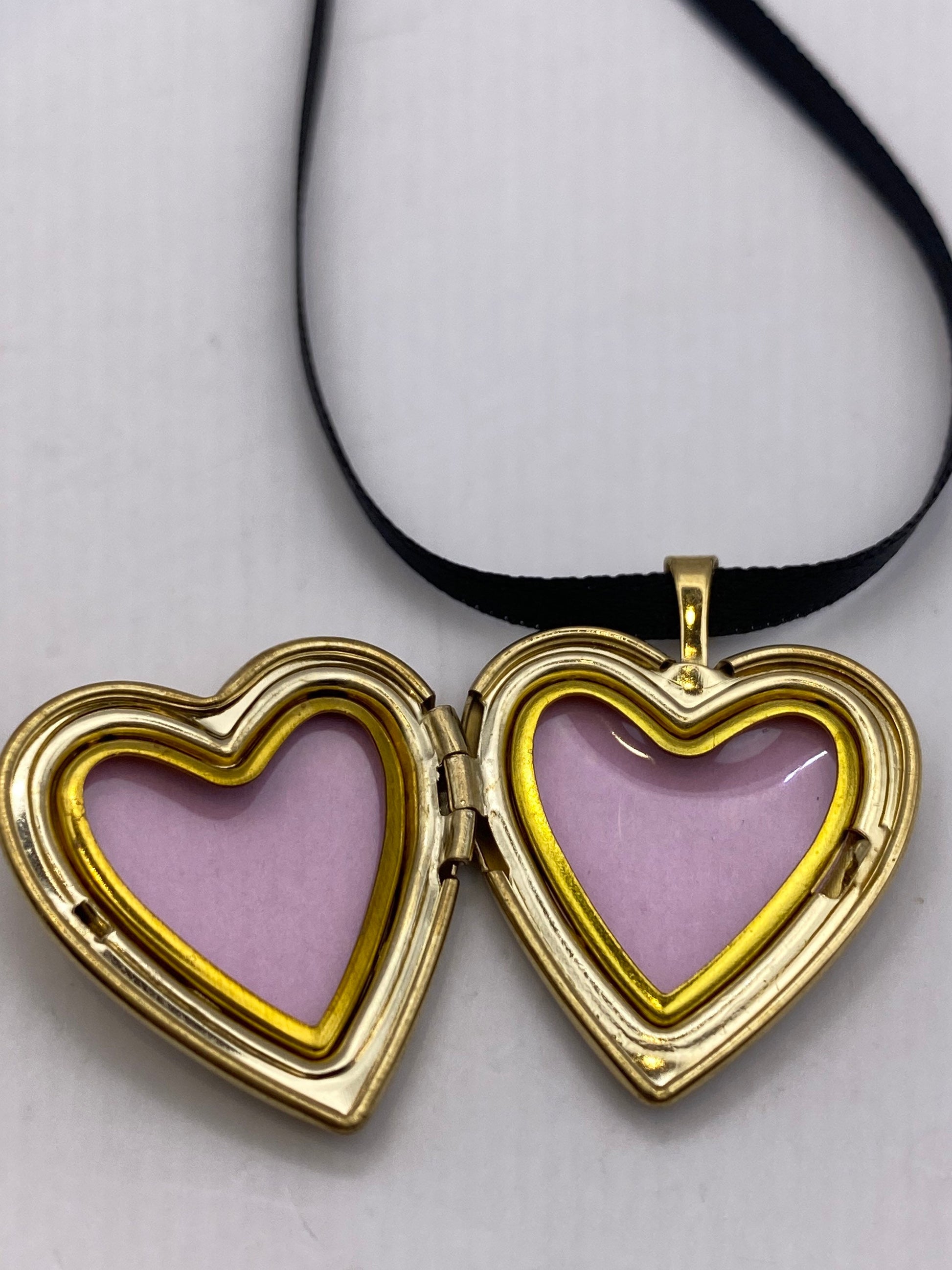Vintage Gold Filled Heart Locket Choker | Engraved Religious Charm