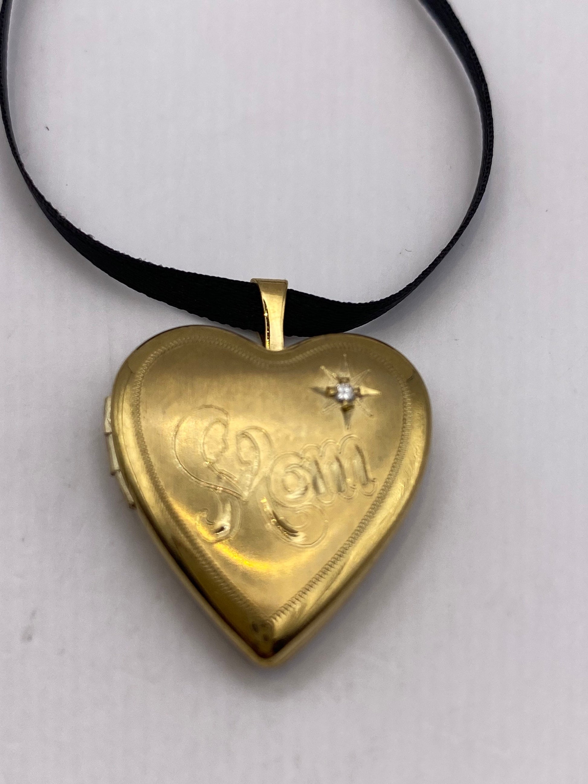 Vintage Heart Locket Choker | 9k Gold Filled, Diamond Star