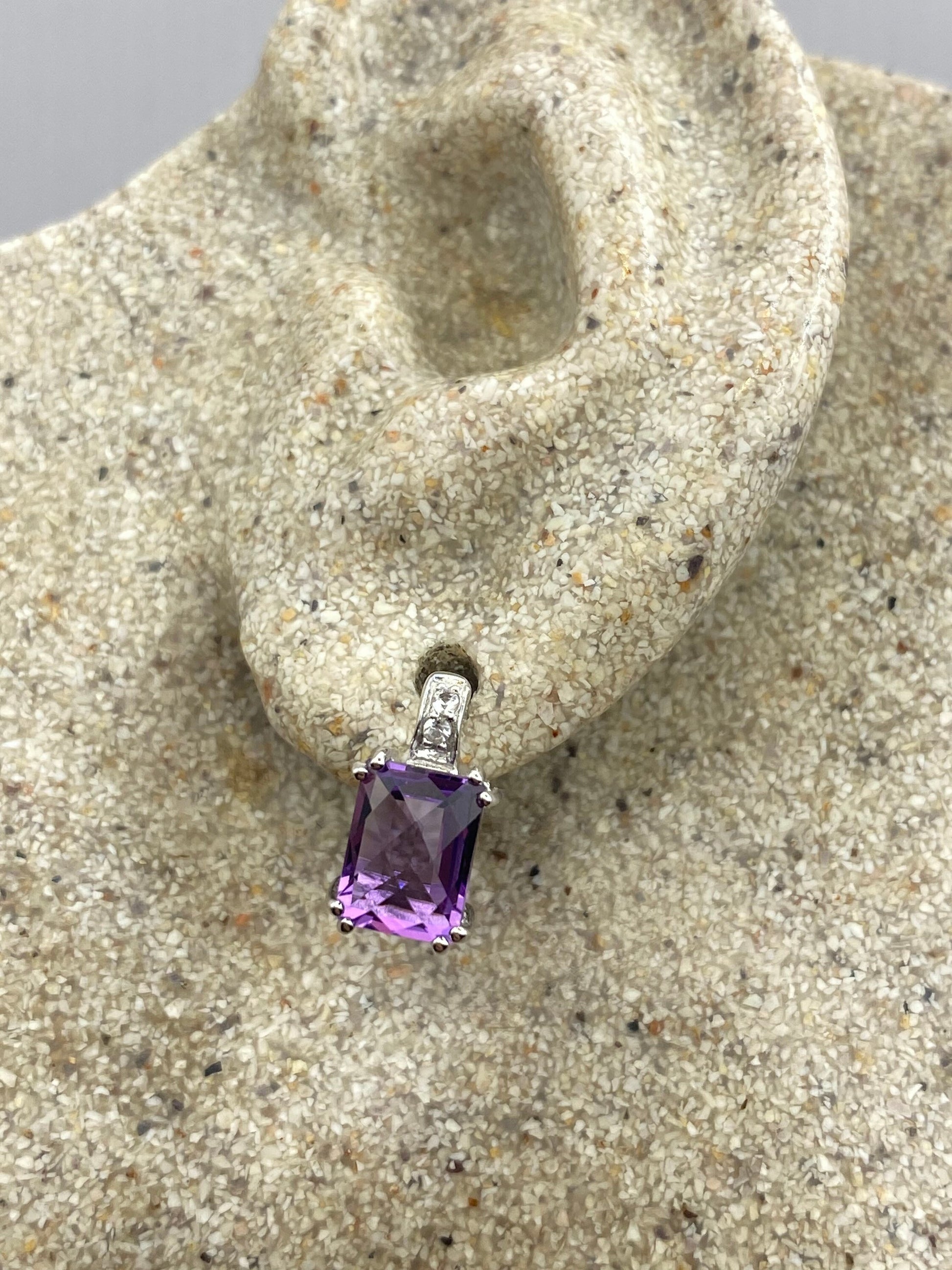 Vintage Purple Amethyst Earrings 925 Sterling Silver Studs