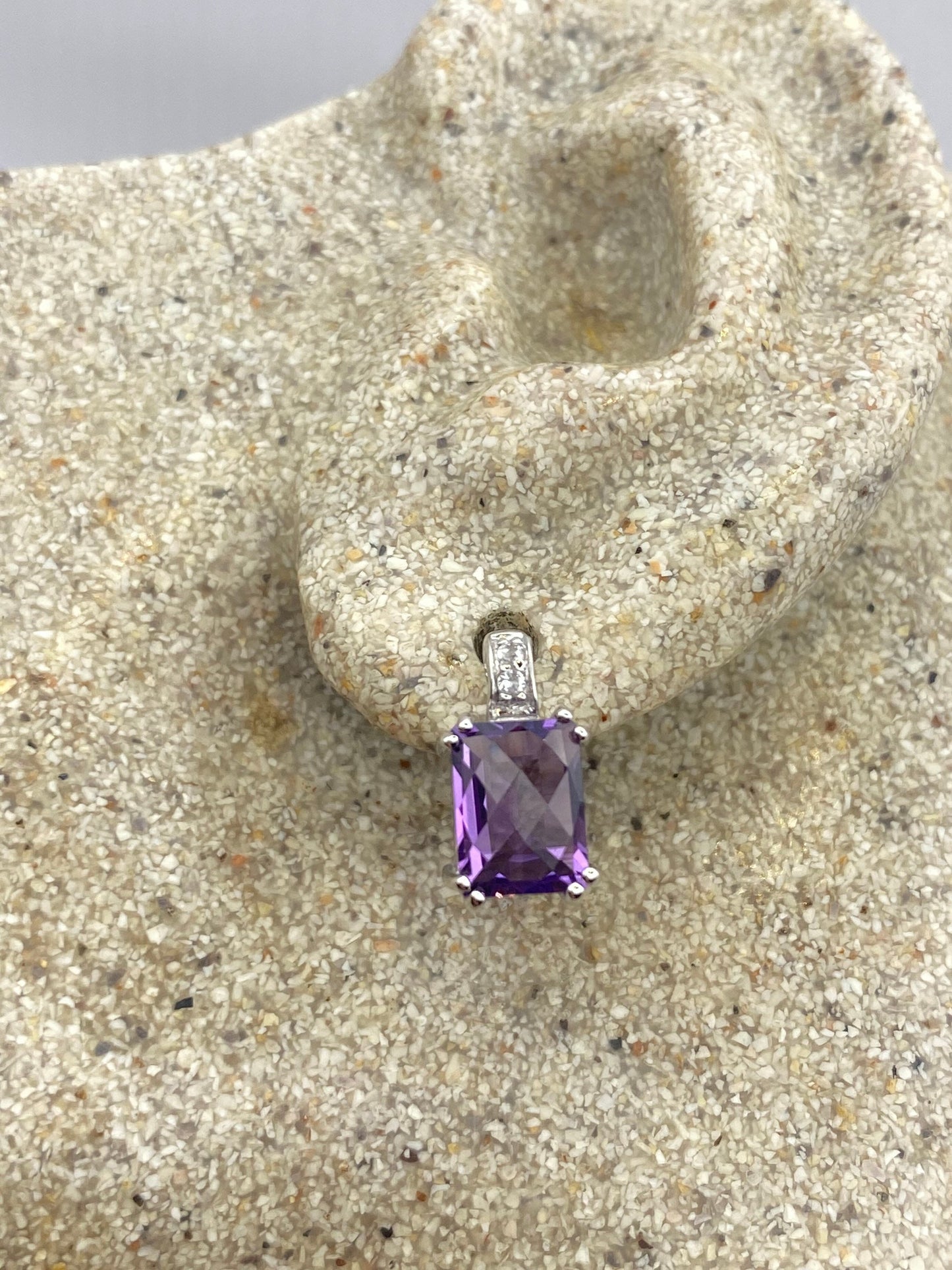 Vintage Purple Amethyst Earrings 925 Sterling Silver Studs