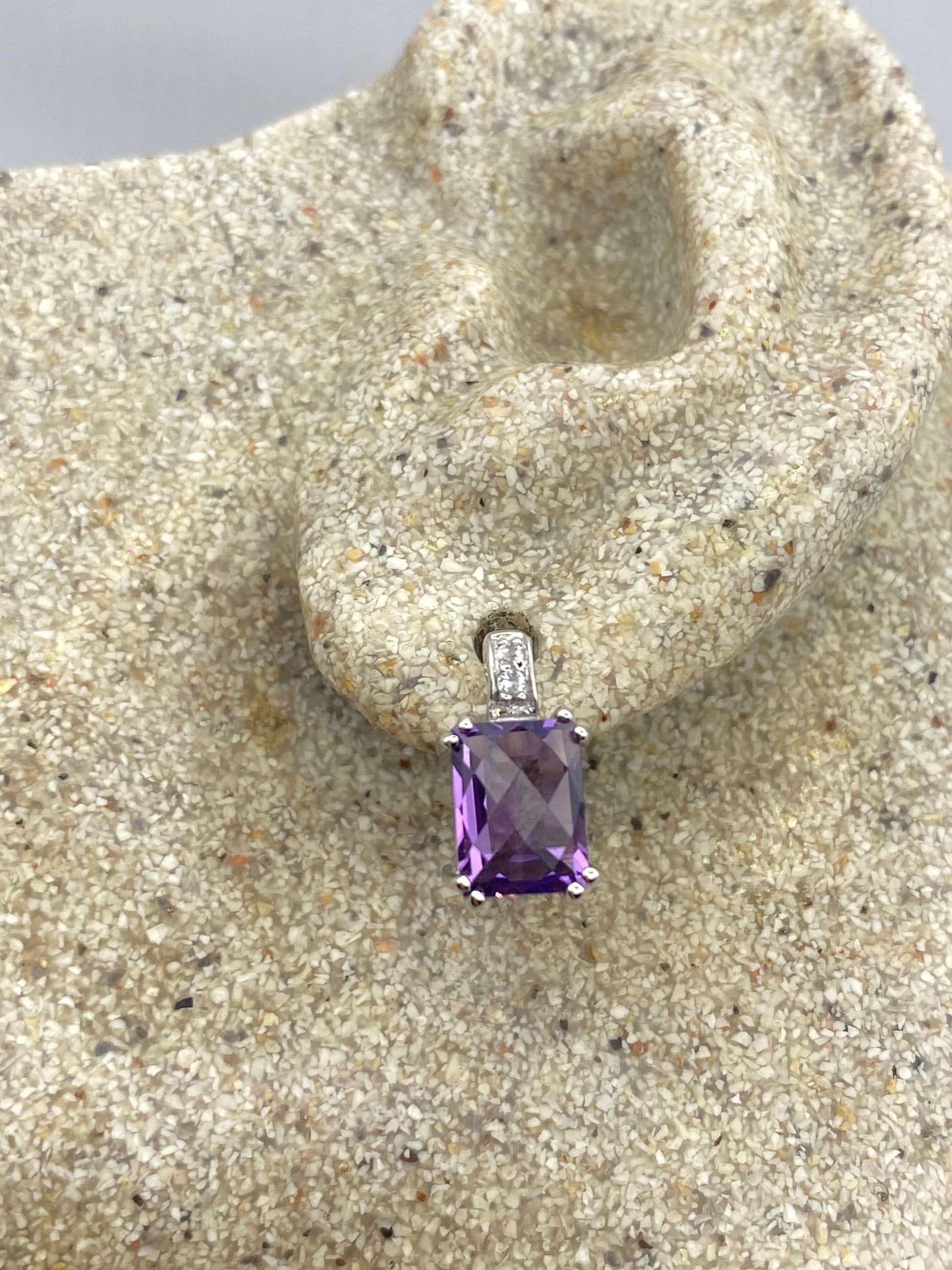 Vintage Purple Amethyst Earrings 925 Sterling Silver Studs
