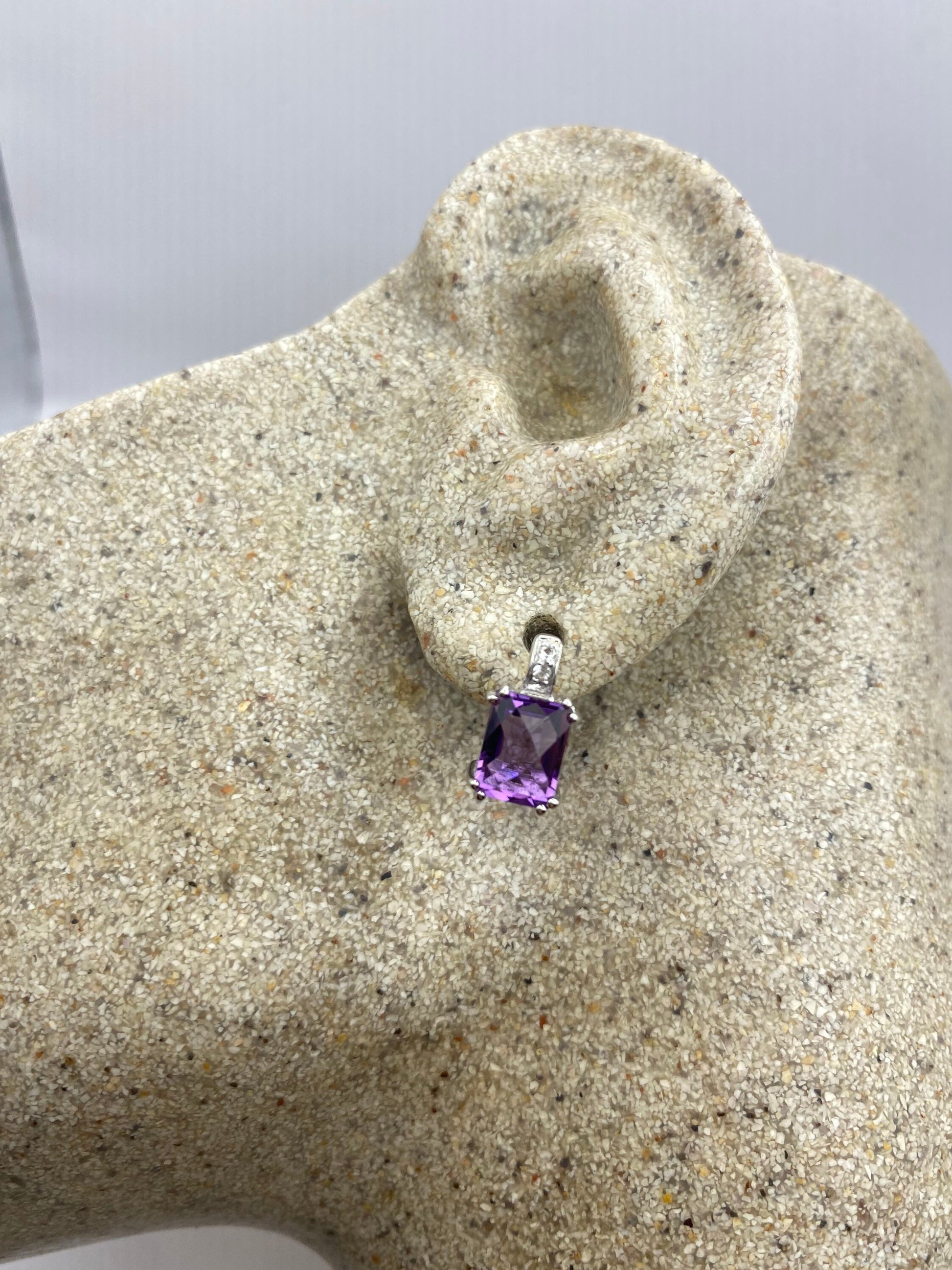 Vintage Purple Amethyst Earrings 925 Sterling Silver Studs