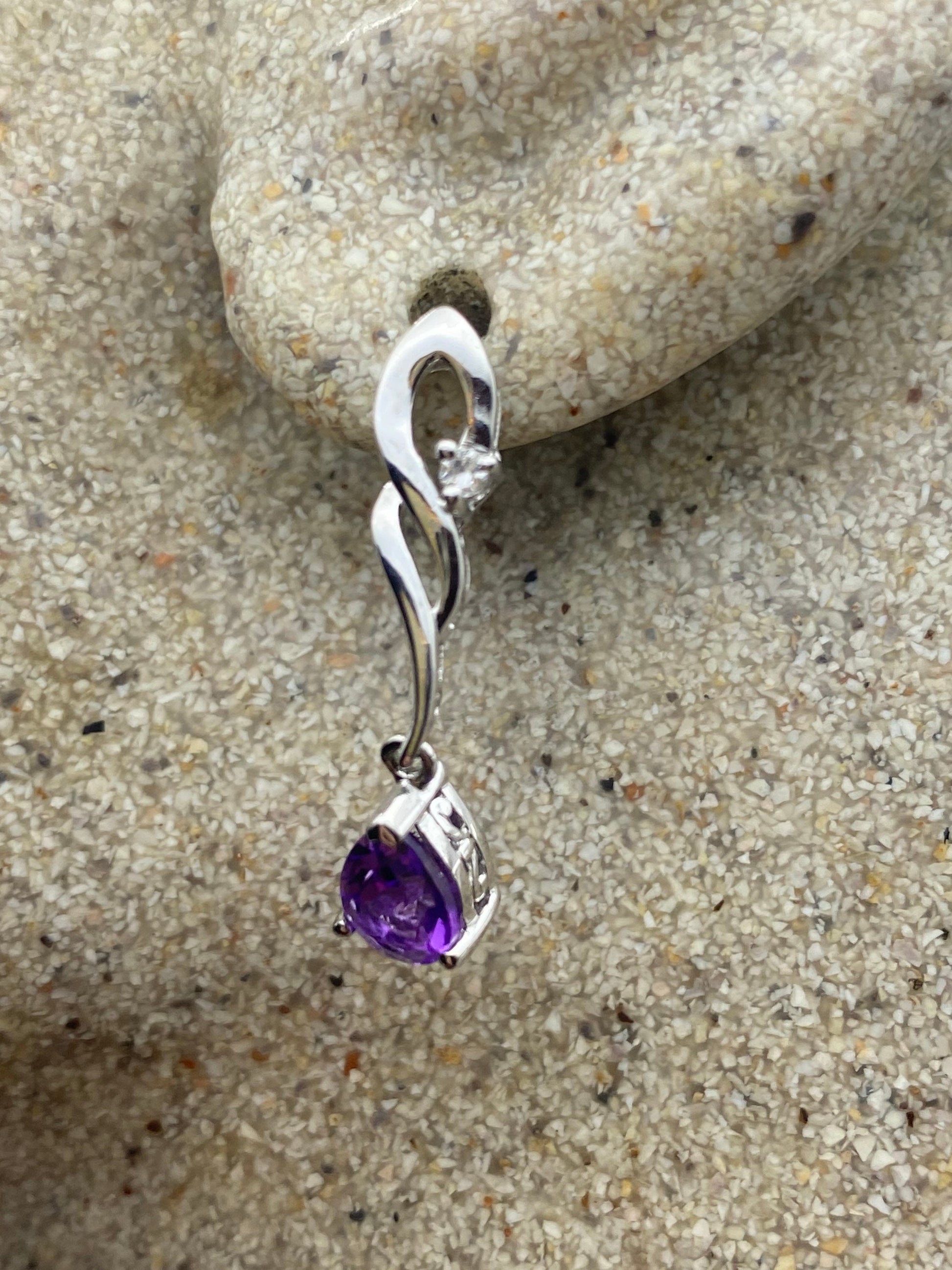 Vintage Purple Amethyst Earrings 925 Sterling Silver Studs