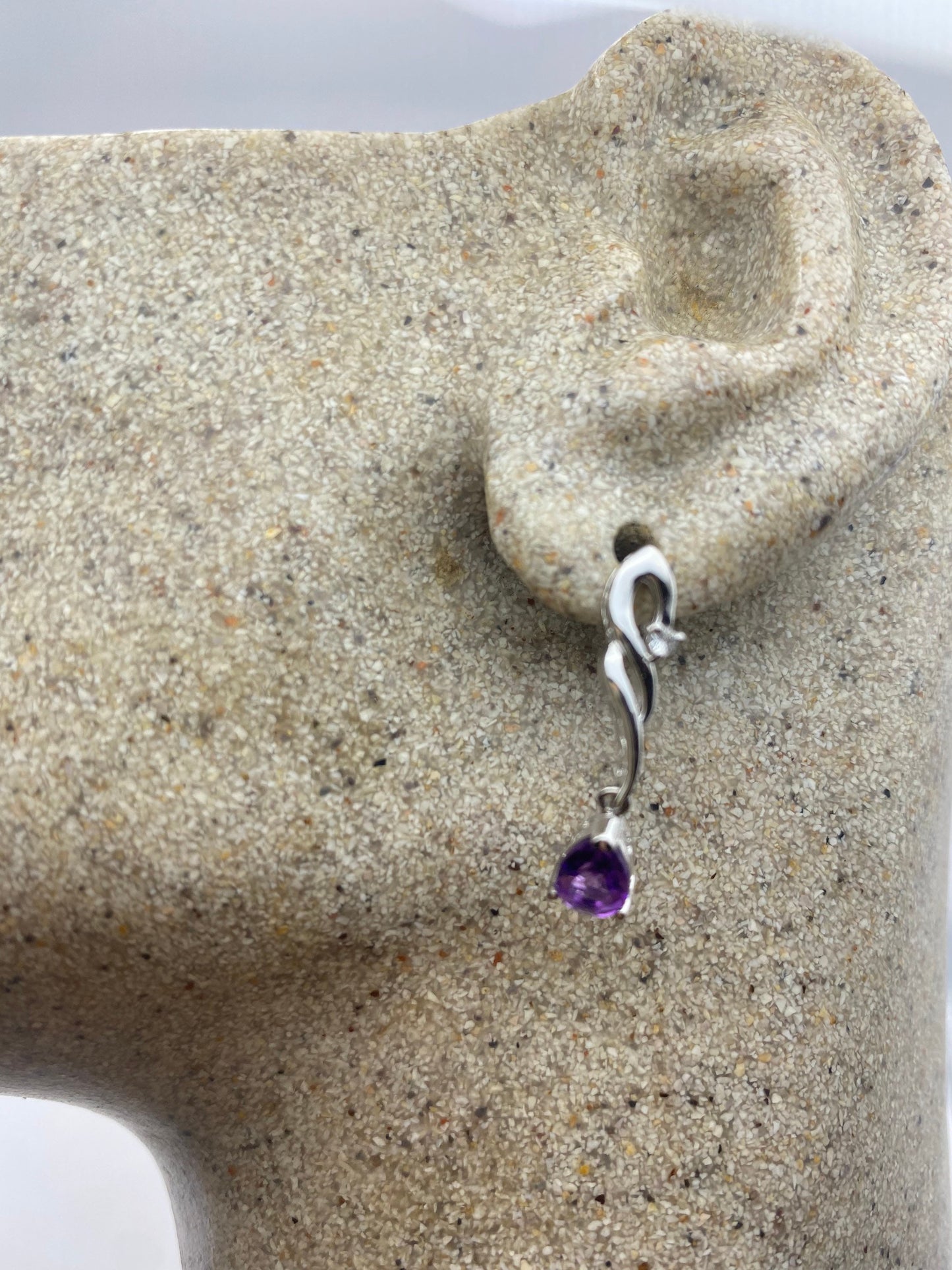 Vintage Purple Amethyst Earrings 925 Sterling Silver Studs