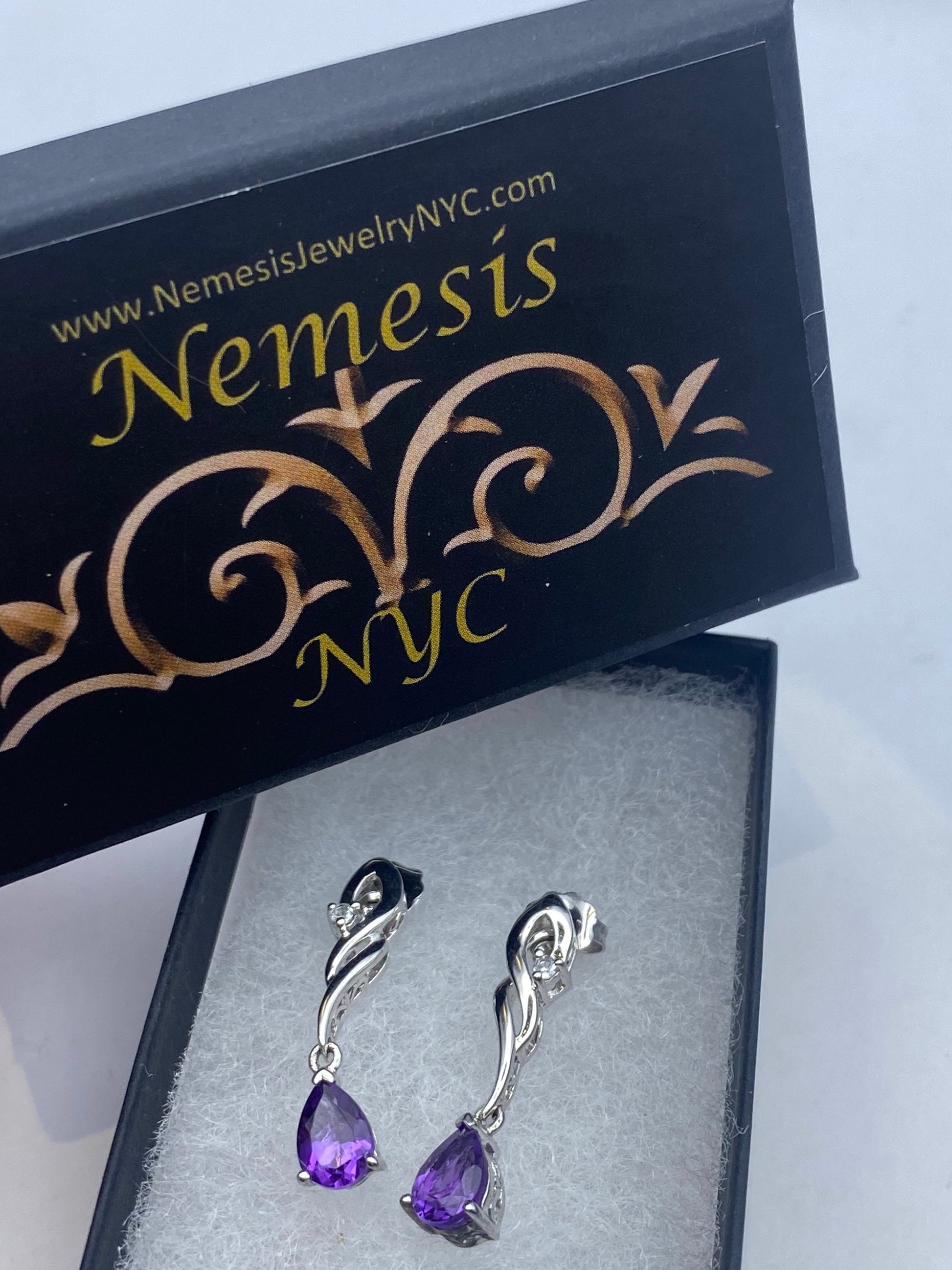 Vintage Purple Amethyst Earrings 925 Sterling Silver Studs
