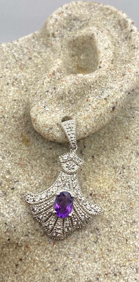 Vintage Purple Amethyst Earrings 925 Sterling Silver Studs