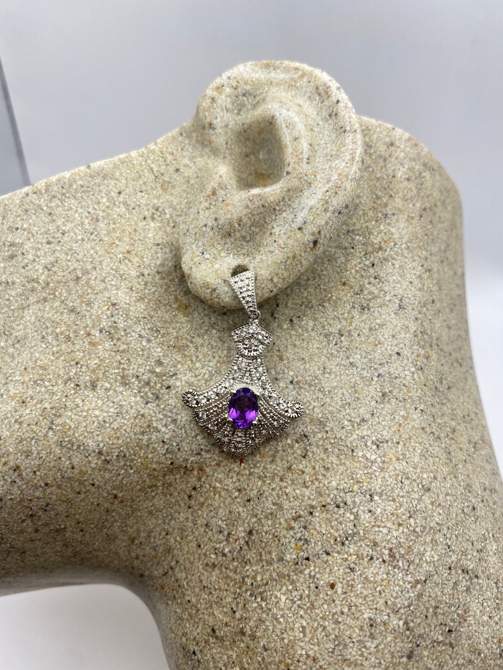 Vintage Purple Amethyst Earrings 925 Sterling Silver Studs