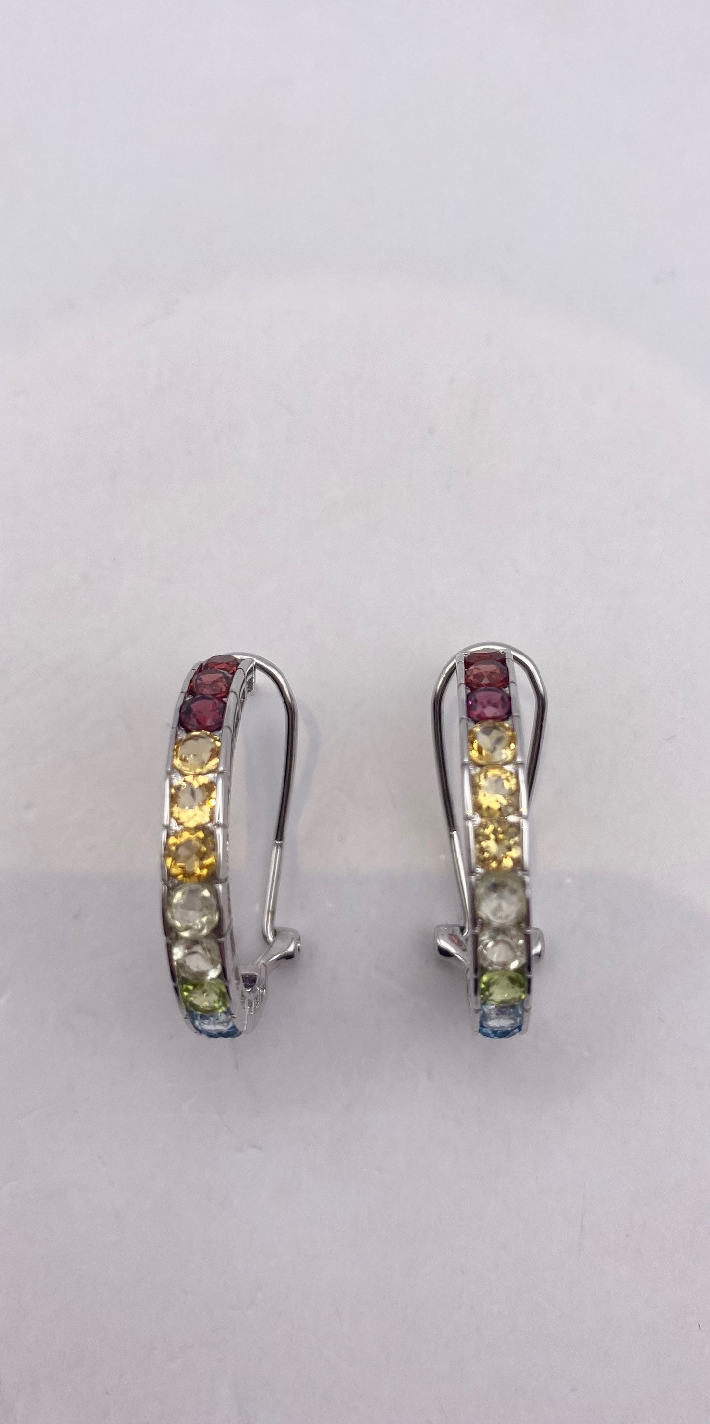 Vintage Mixed Genuine Citrine Gemstone 925 Sterling Silver Dangle Button Earrings