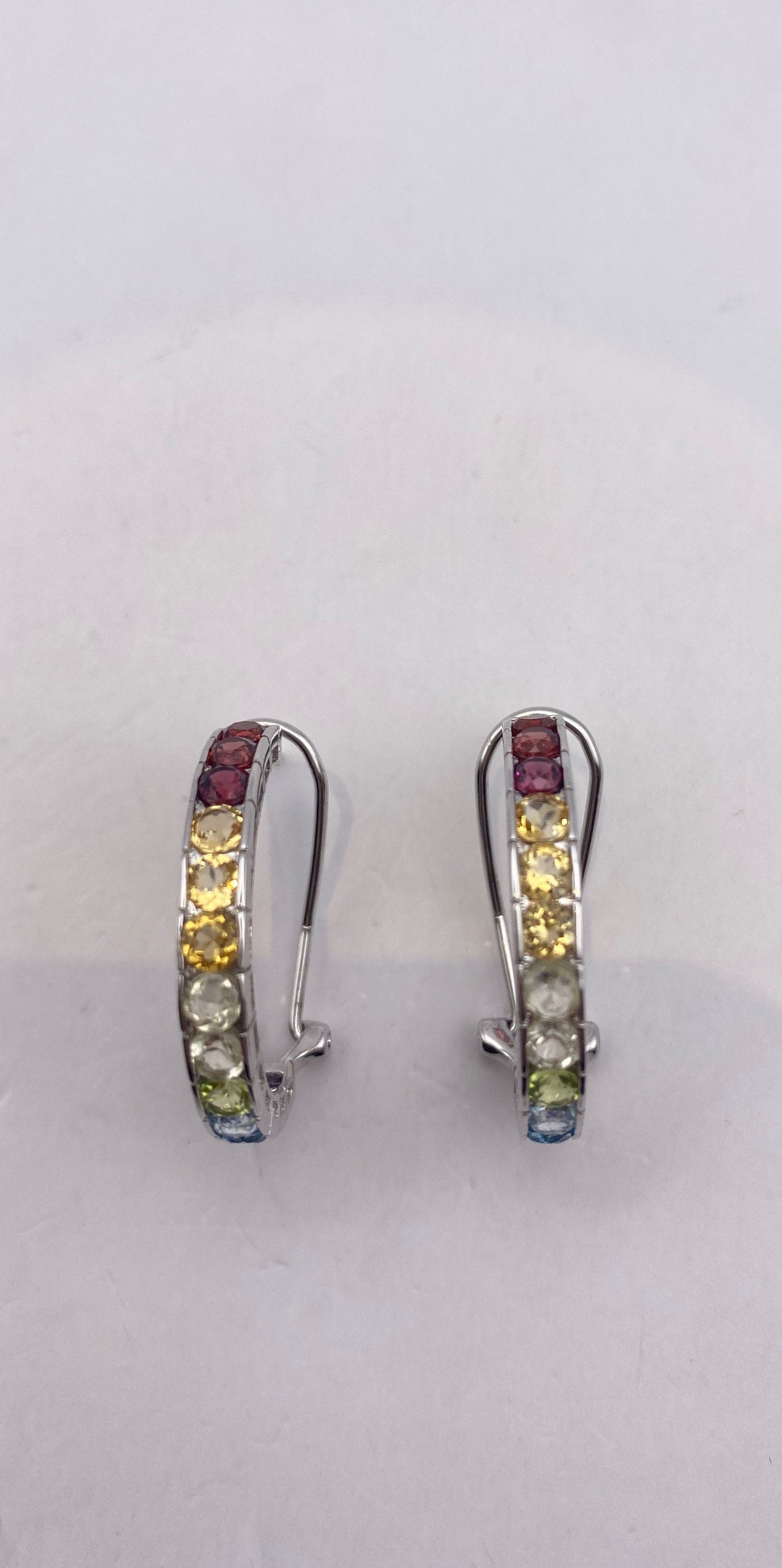 Vintage Mixed Genuine Citrine Gemstone 925 Sterling Silver Dangle Button Earrings