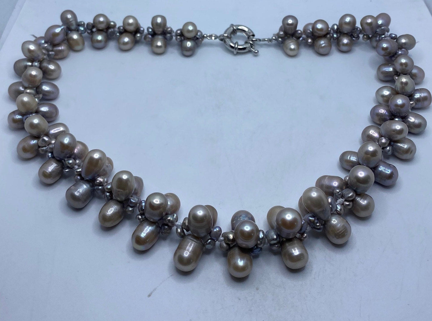 Vintage Hand Knotted Grey Pearl 18 in Necklace